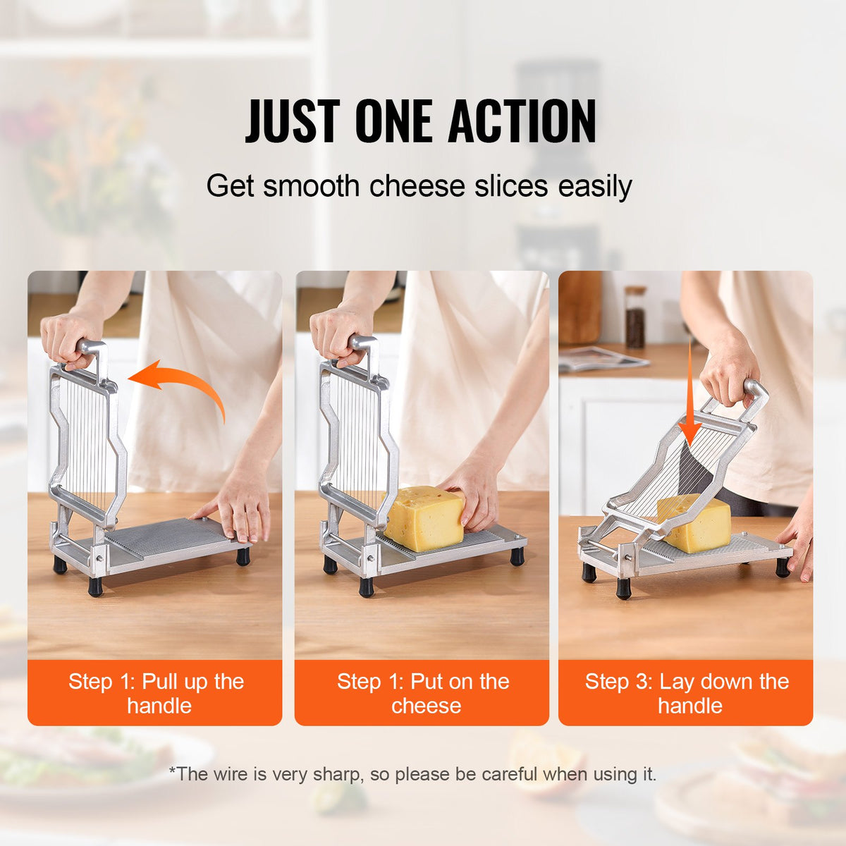 Cheese Cutter with Wire 0.39" and 0.78" Adjustable Aluminum Alloy Slicer