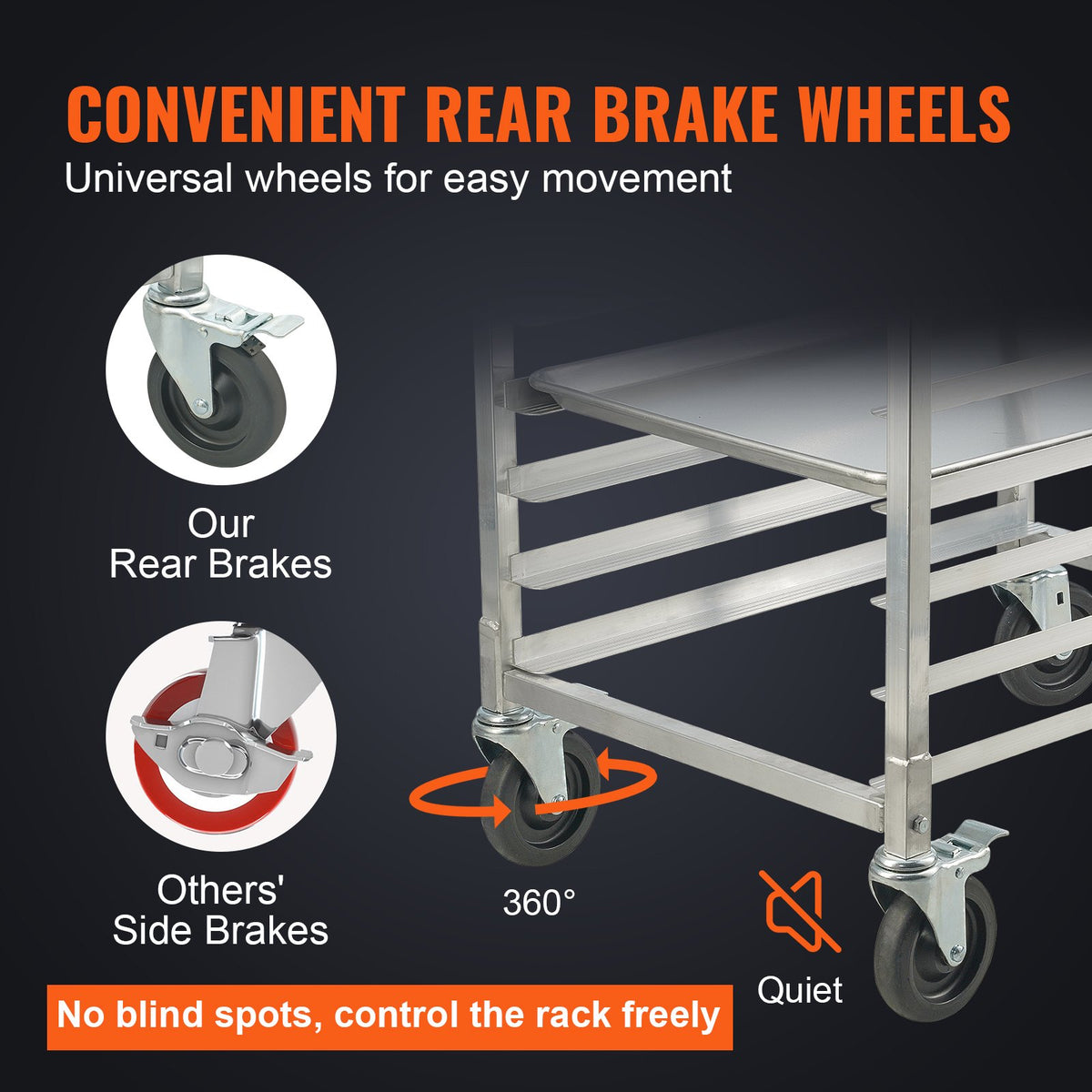 Bun Pan Rack 20Tier Aluminum Commercial Bakery Racking Trolley with Brake Wheels