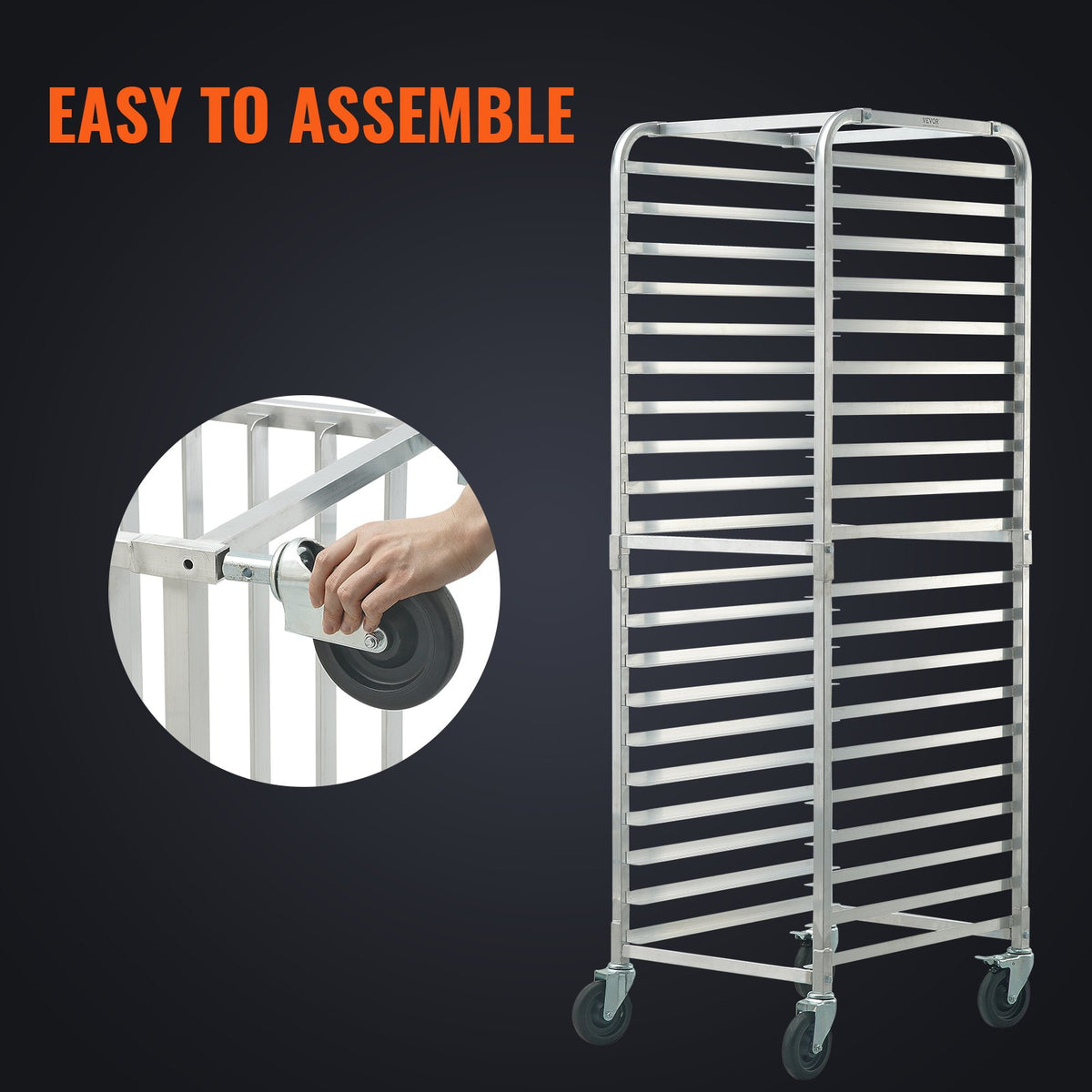Bun Pan Rack 20Tier Aluminum Commercial Bakery Racking Trolley with Brake Wheels