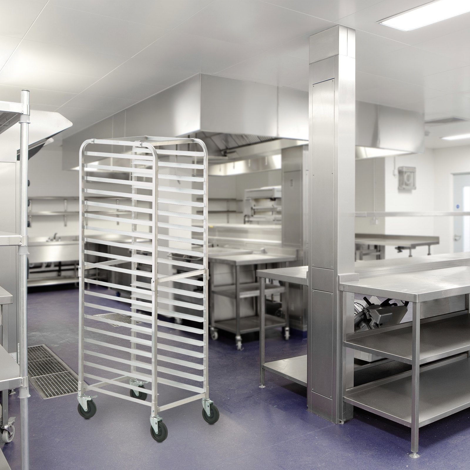 Bun Pan Rack 20Tier Aluminum Commercial Bakery Racking Trolley with Brake Wheels