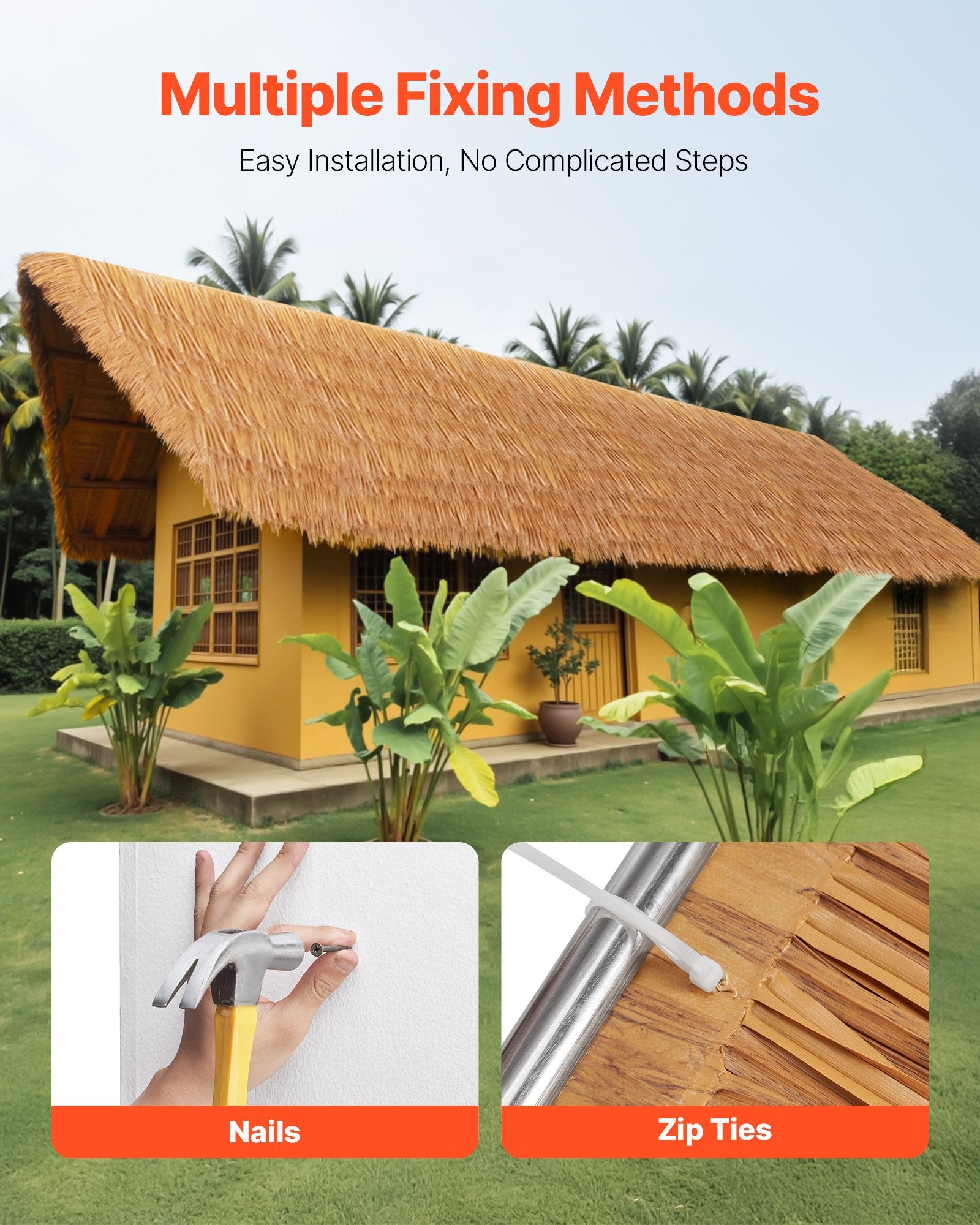Thatch Grass Roof Artificial 0.4x10m Mexican Tiki Waterproof Fire-Resistant