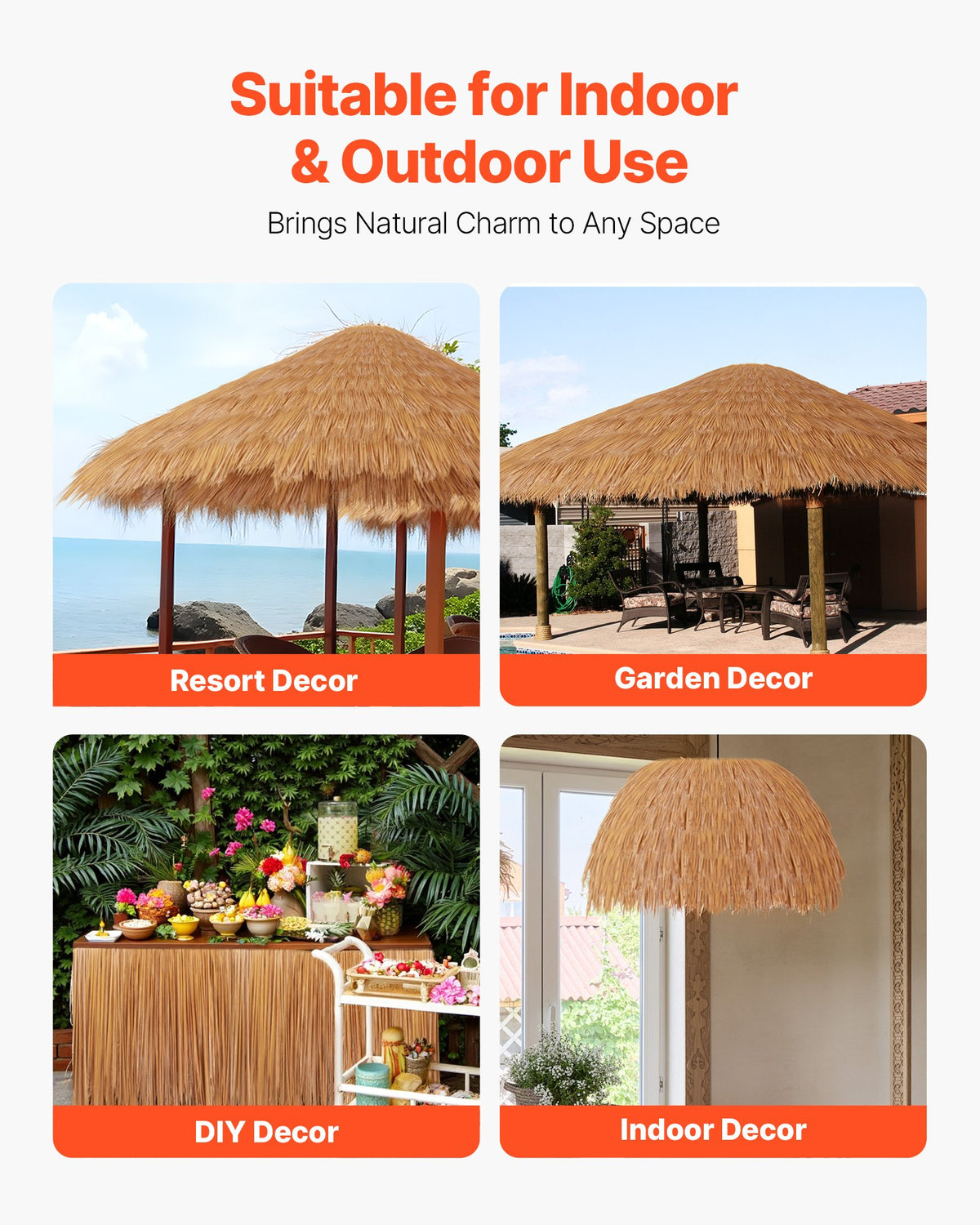 Thatch Grass Roof Artificial 0.4x10m Mexican Tiki Waterproof Fire-Resistant