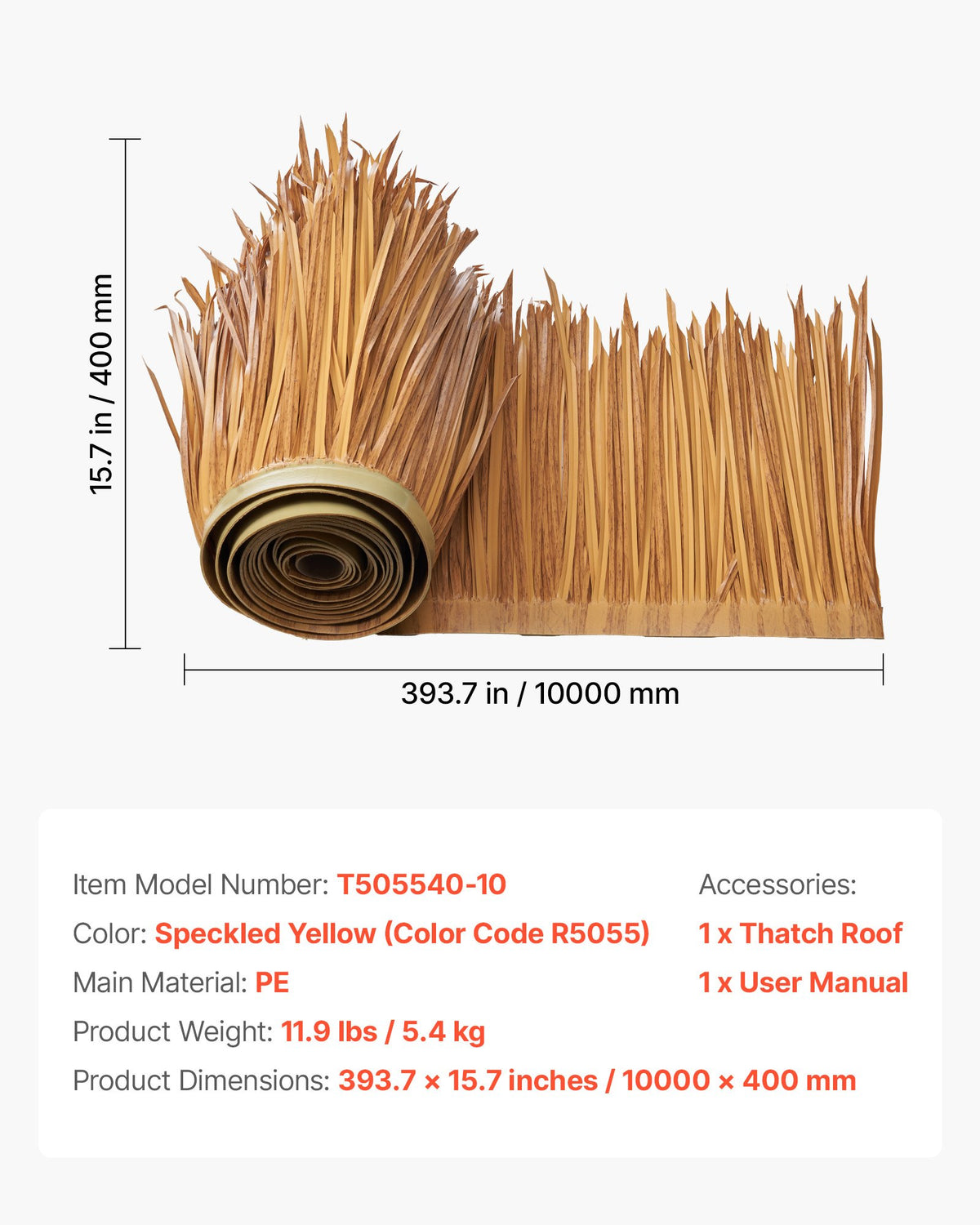 Thatch Grass Roof Artificial 0.4x10m Mexican Tiki Waterproof Fire-Resistant