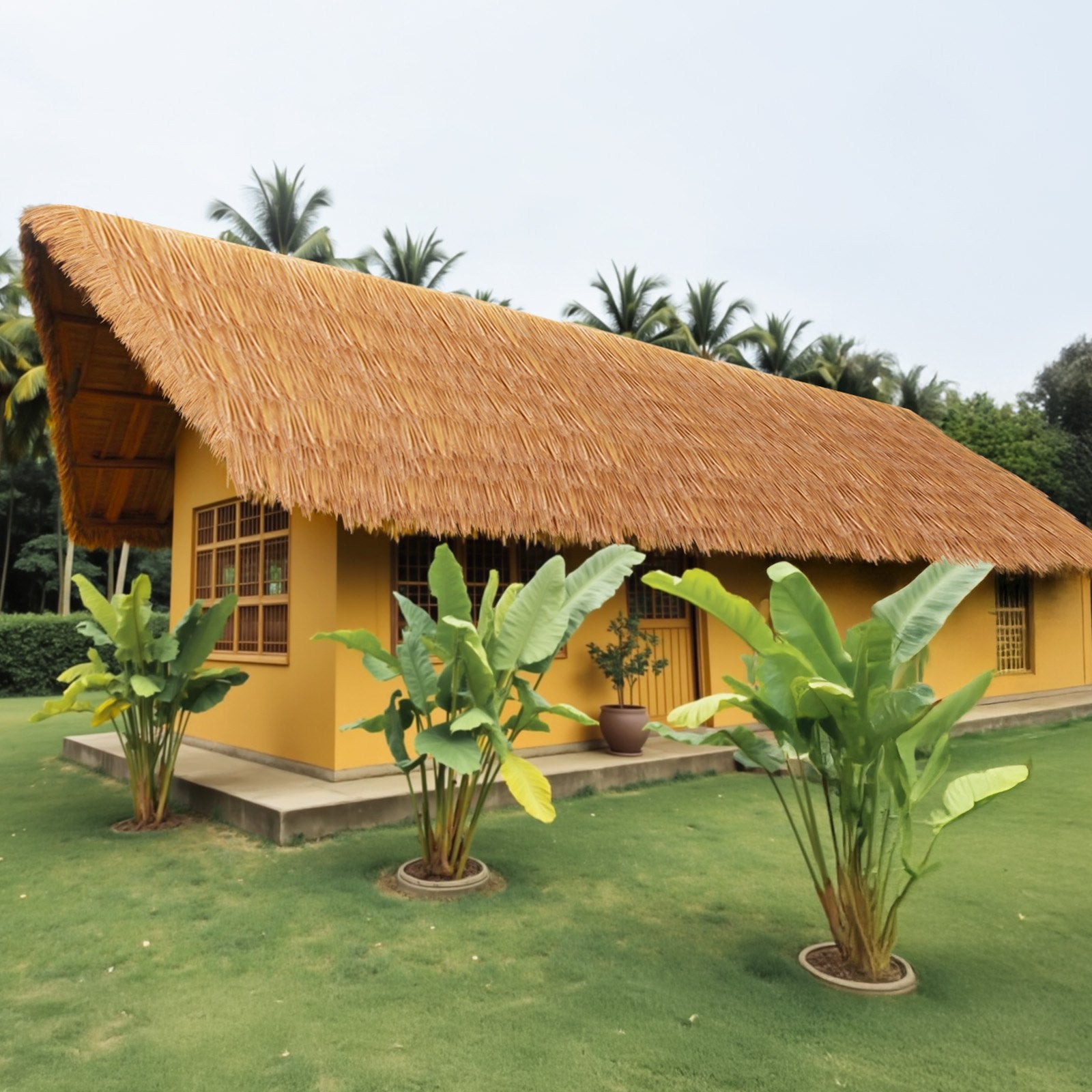 Thatch Grass Roof Artificial 0.4x10m Mexican Tiki Waterproof Fire-Resistant