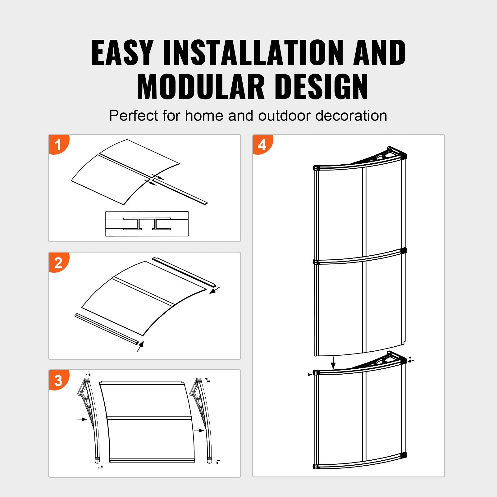 Window Door Awning Canopy 40x40in Polycarbonate Outdoor Entry Overhang