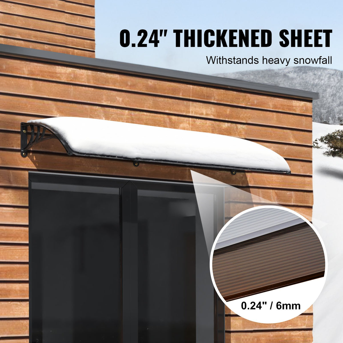 Window Door Awning Canopy 40x40in Polycarbonate Outdoor Entry Overhang