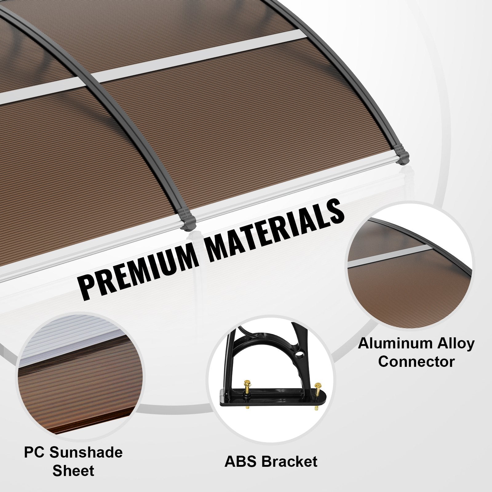 Window Door Awning Canopy 40x40in UPF50+ Polycarbonate Outdoor Overhang