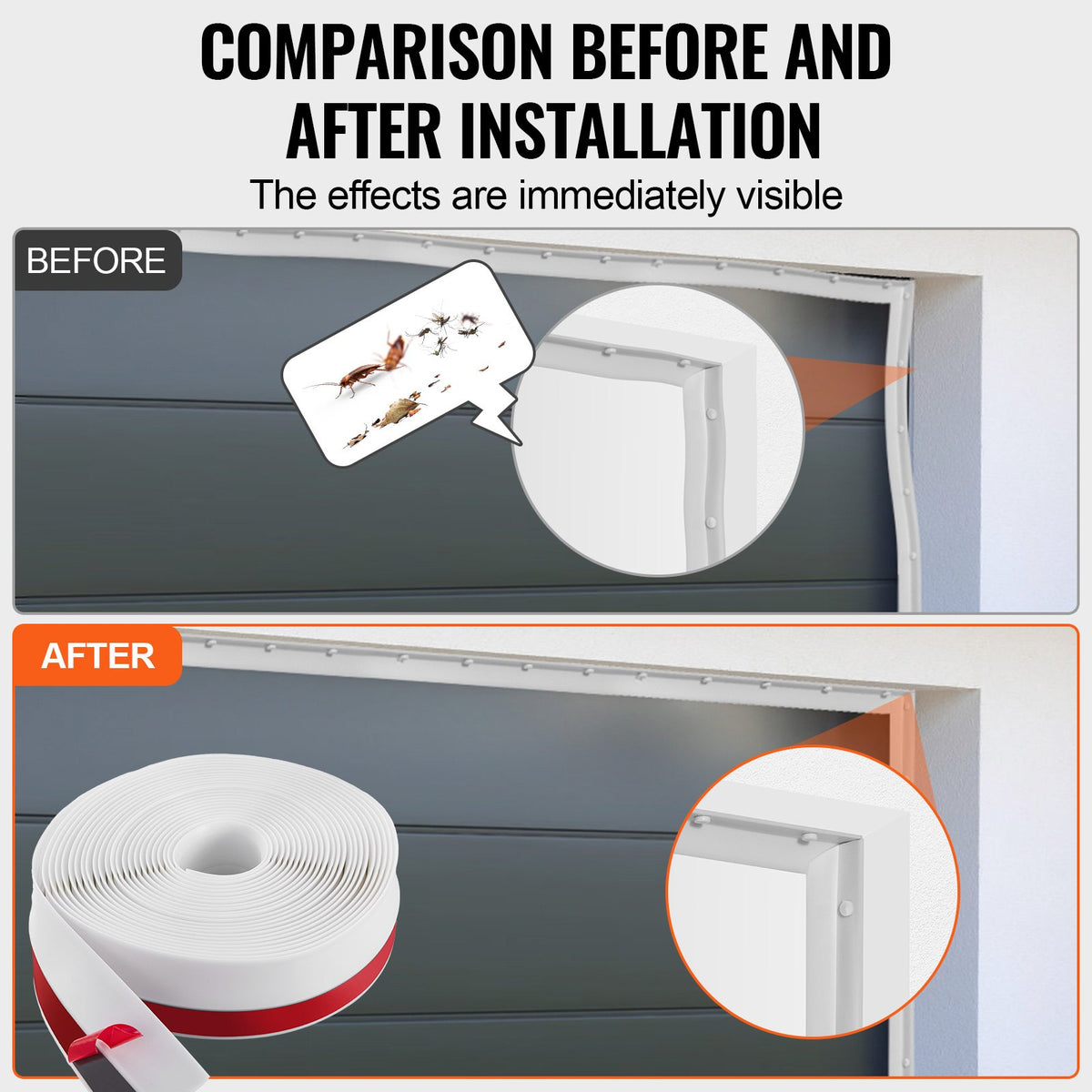 Garage Door Seal Strip 34FT Universal Weather Stripping TPE White Replacement