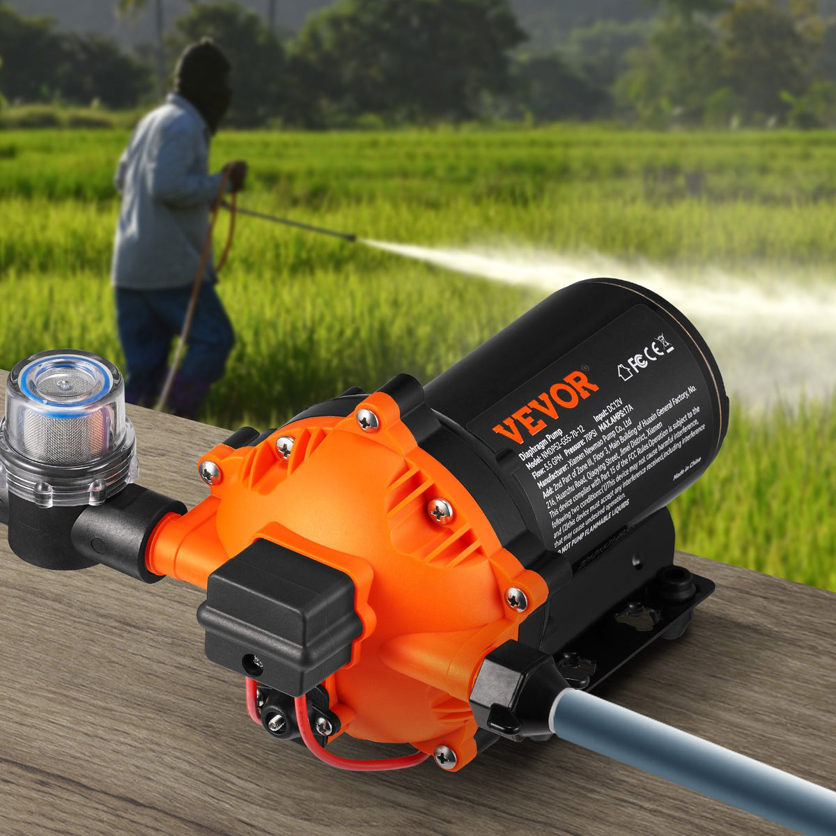 12V Diaphragm Water Pump 5.5 GPM 70 PSI Self-Priming with Pressure Switch