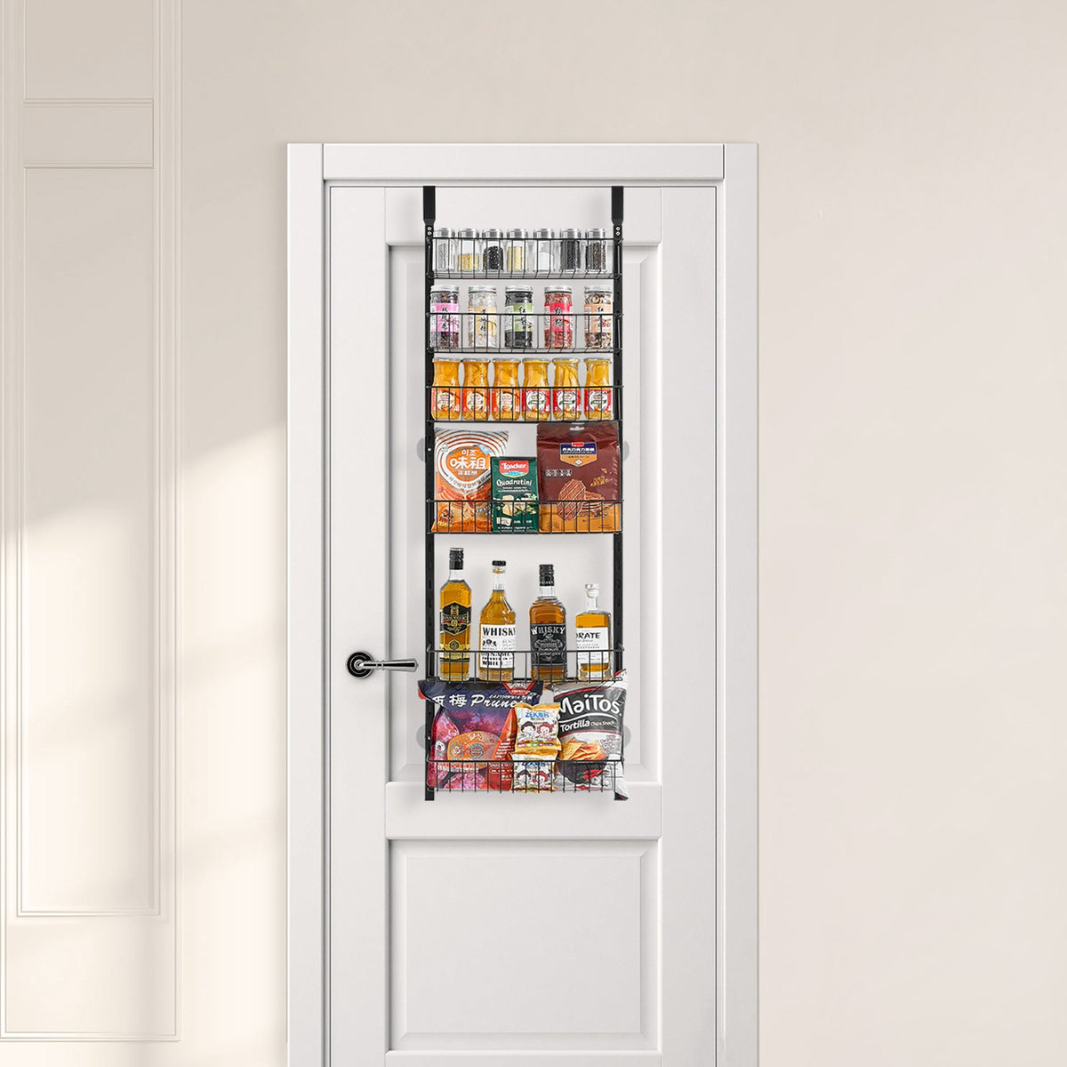 Over Door Pantry Organizer 6-Tier Heavy Duty Steel Hanging Spice Rack Kitchen