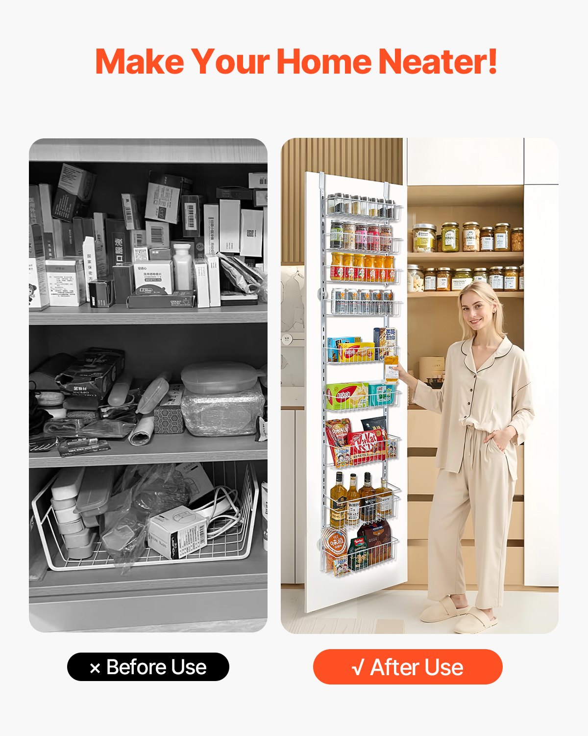 Over the Door Pantry Organizer, 9-Tier Heavy-Duty Steel Adjustable Storage Rack