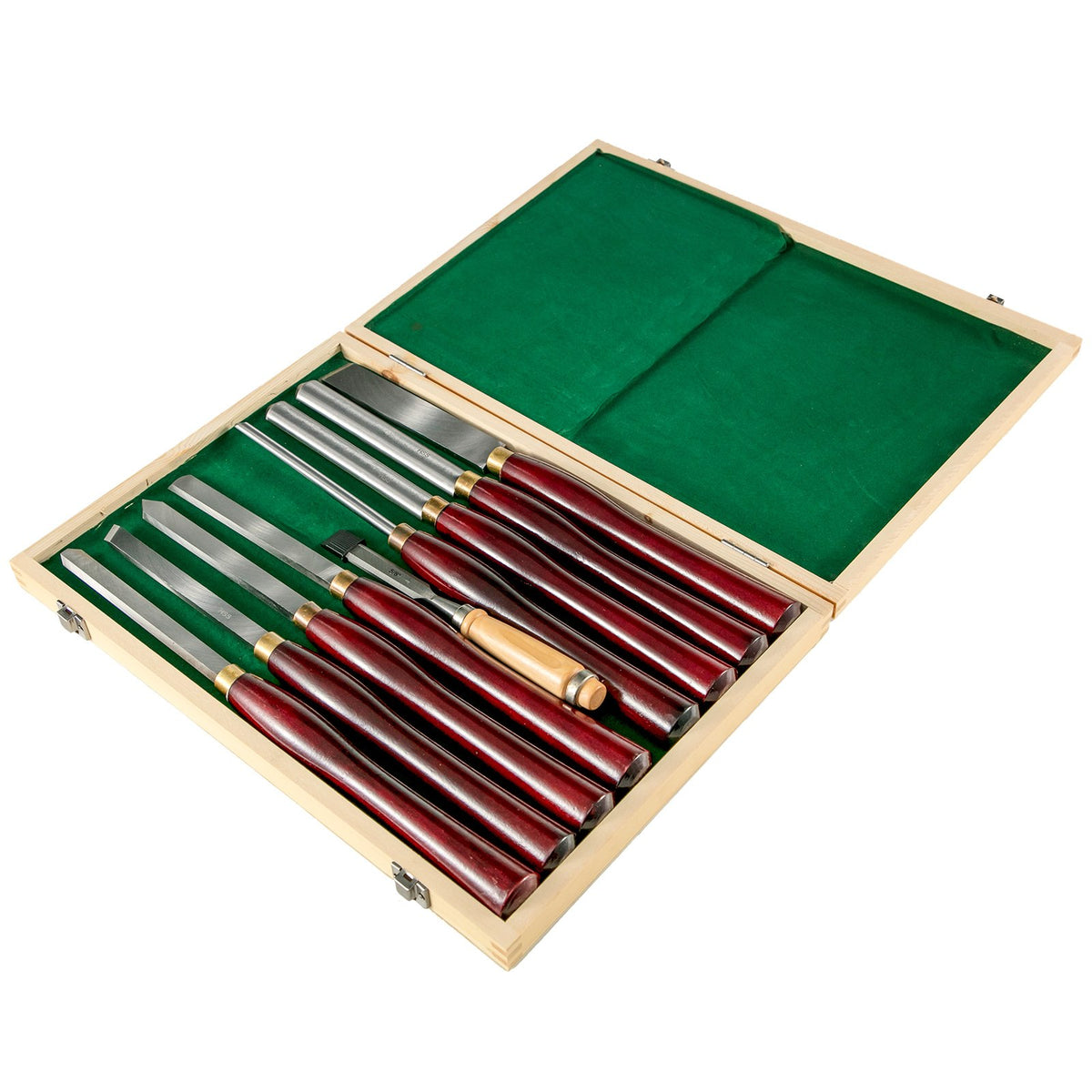 Woodworking Lathe Chisel Set 8 Piece HSS Steel Wood Turning Tools Red