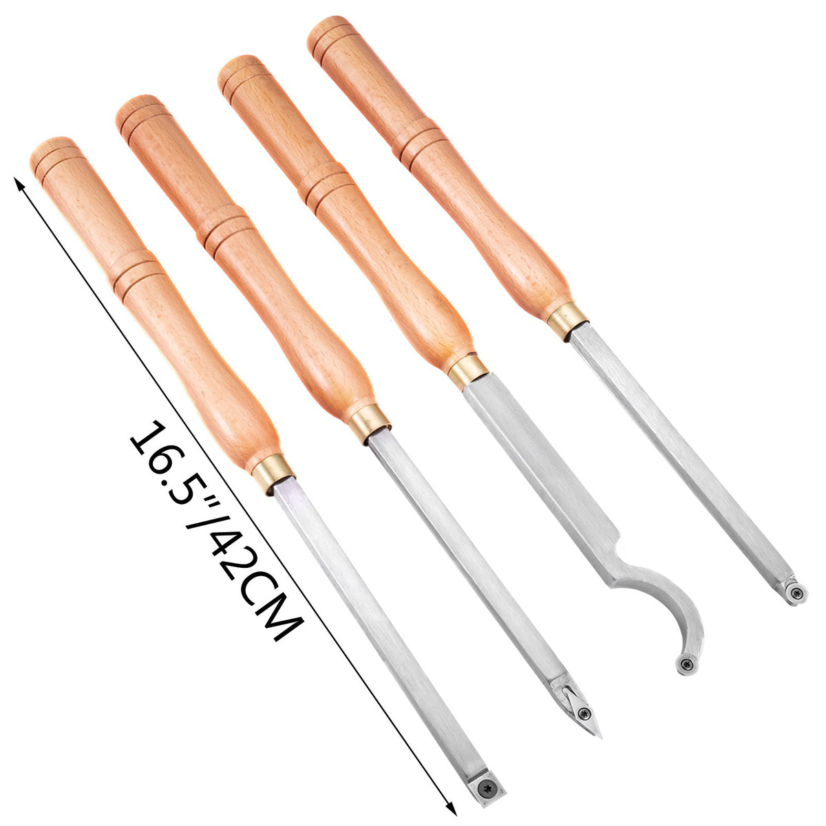 Wood Turning Tools for Lathe 4PC Set, Carbide Diamond, Round & Square Chisels