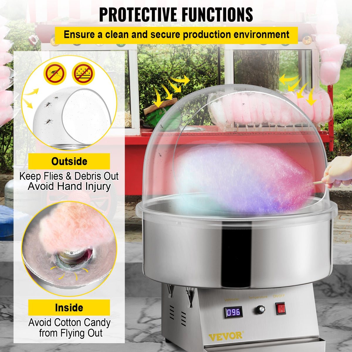Candy Machine Bubble Shield 20.5" Clear Plastic Cotton Candy Cover Commercial