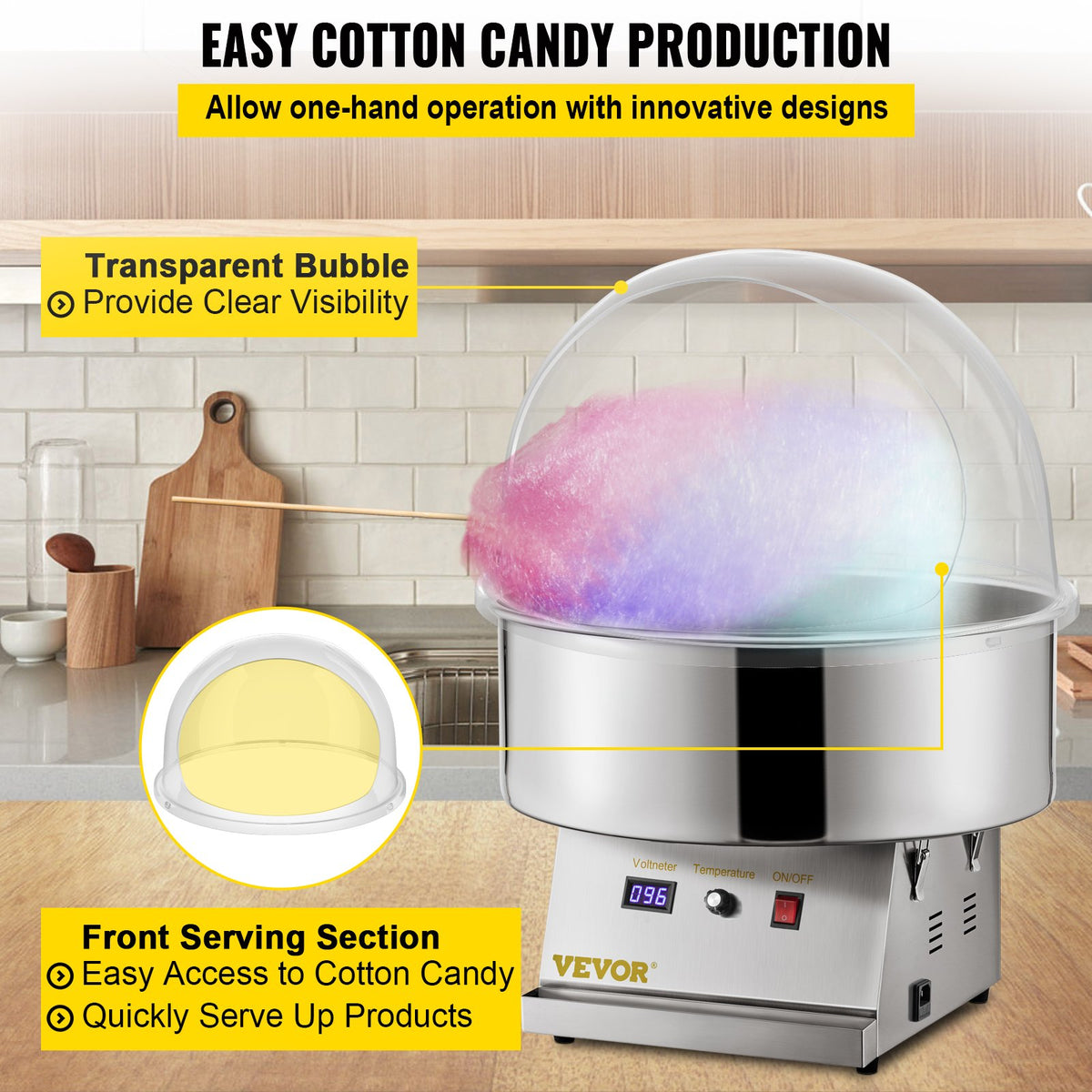 Candy Machine Bubble Shield 20.5" Clear Plastic Cotton Candy Cover Commercial