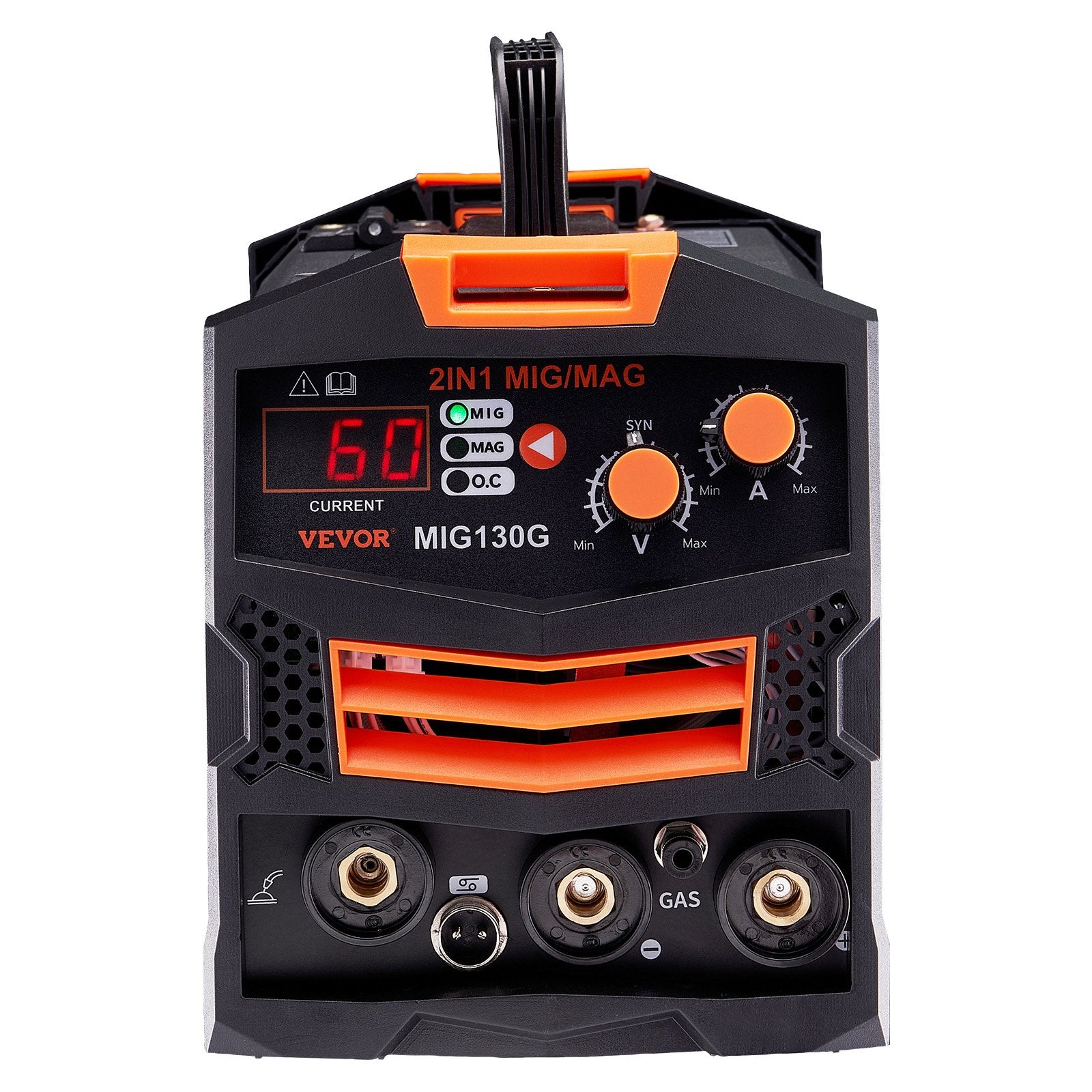 MIG Welder 130A Synergic 2-in-1 Gas/Gasless Flux Core Portable Welder with IGBT