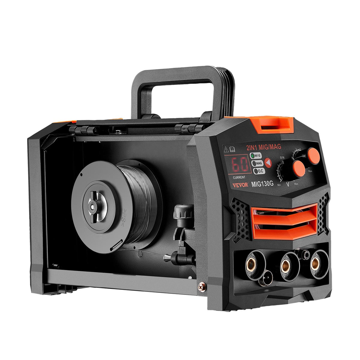 MIG Welder 130A Synergic 2-in-1 Gas/Gasless Flux Core Portable Welder with IGBT