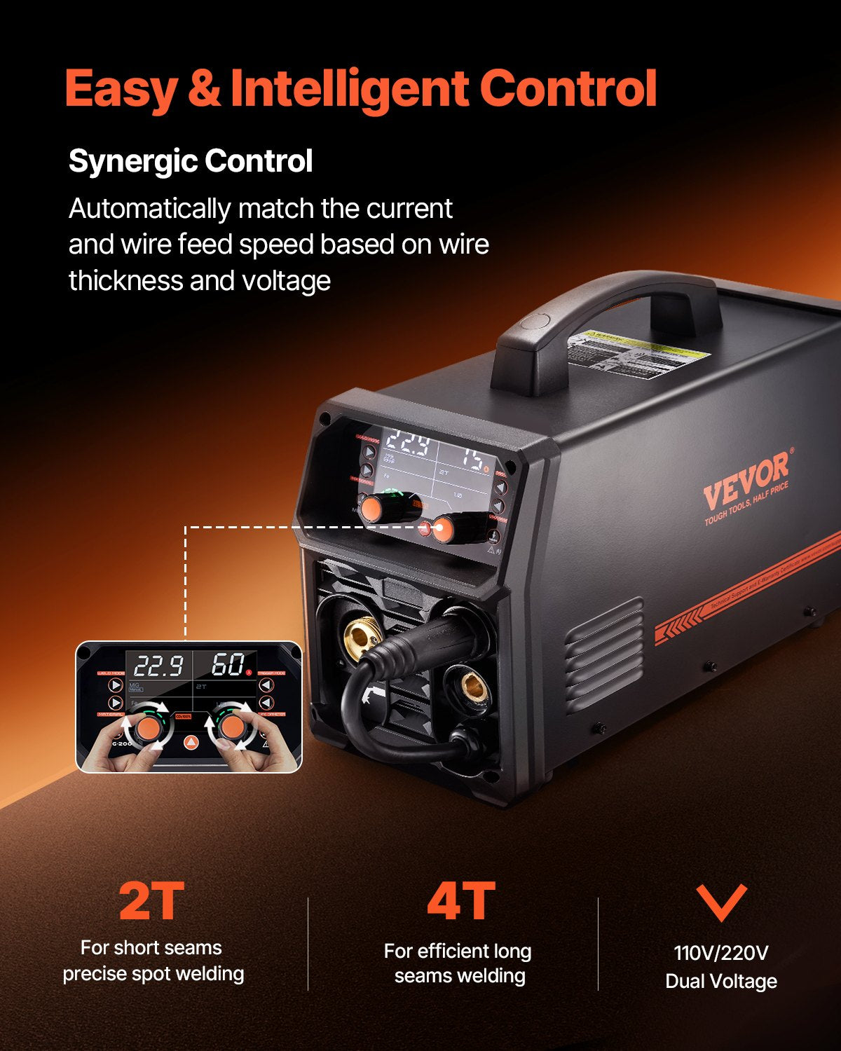 200A 4-in-1 MIG Welder Synergic Gas MIG/Flux Core/Stick/Lift TIG IGBT Inverter