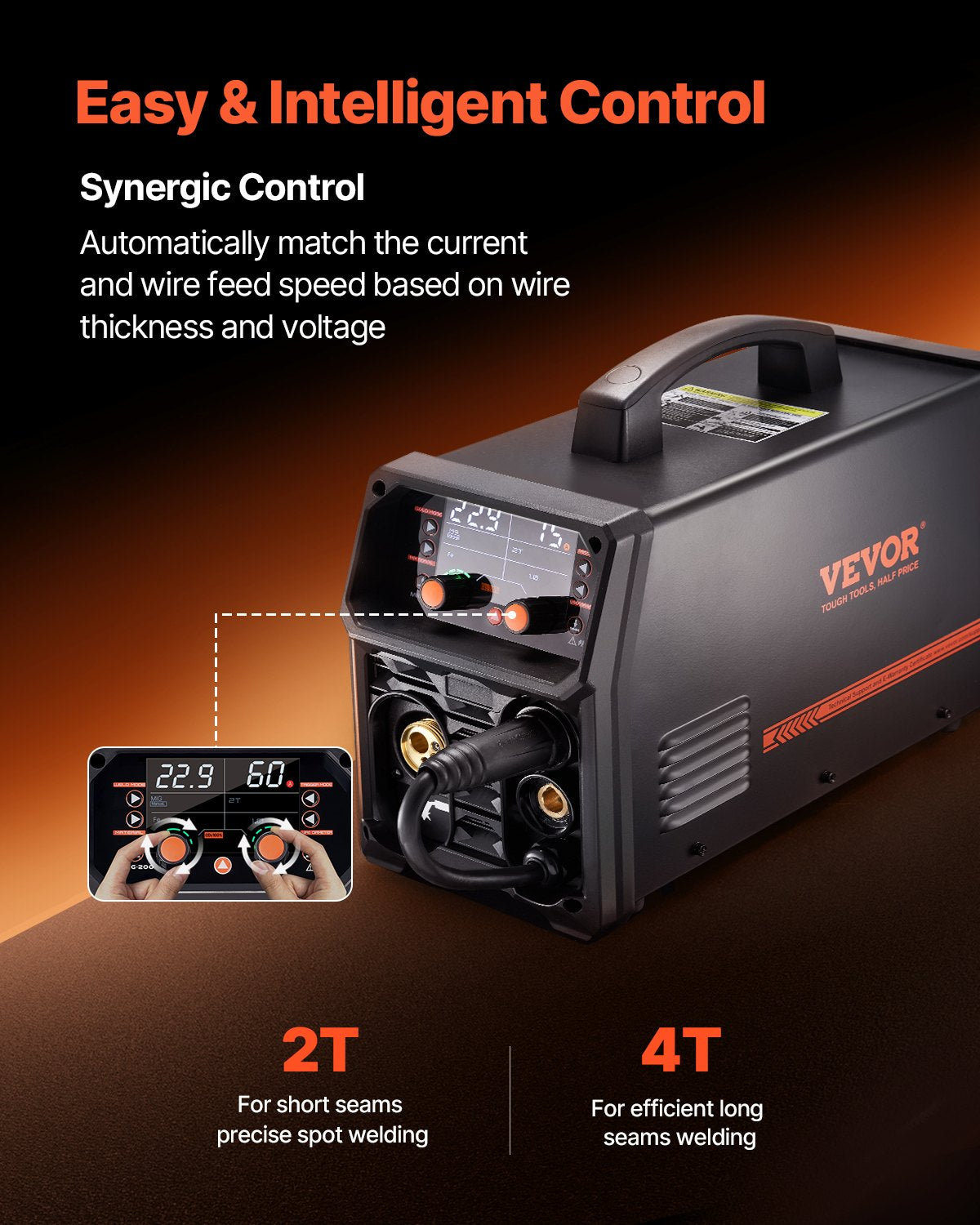 Pro MIG Welder 200A 5-in-1 Synergic MIG/Flux Core/Stick/Lift TIG with IGBT LCD