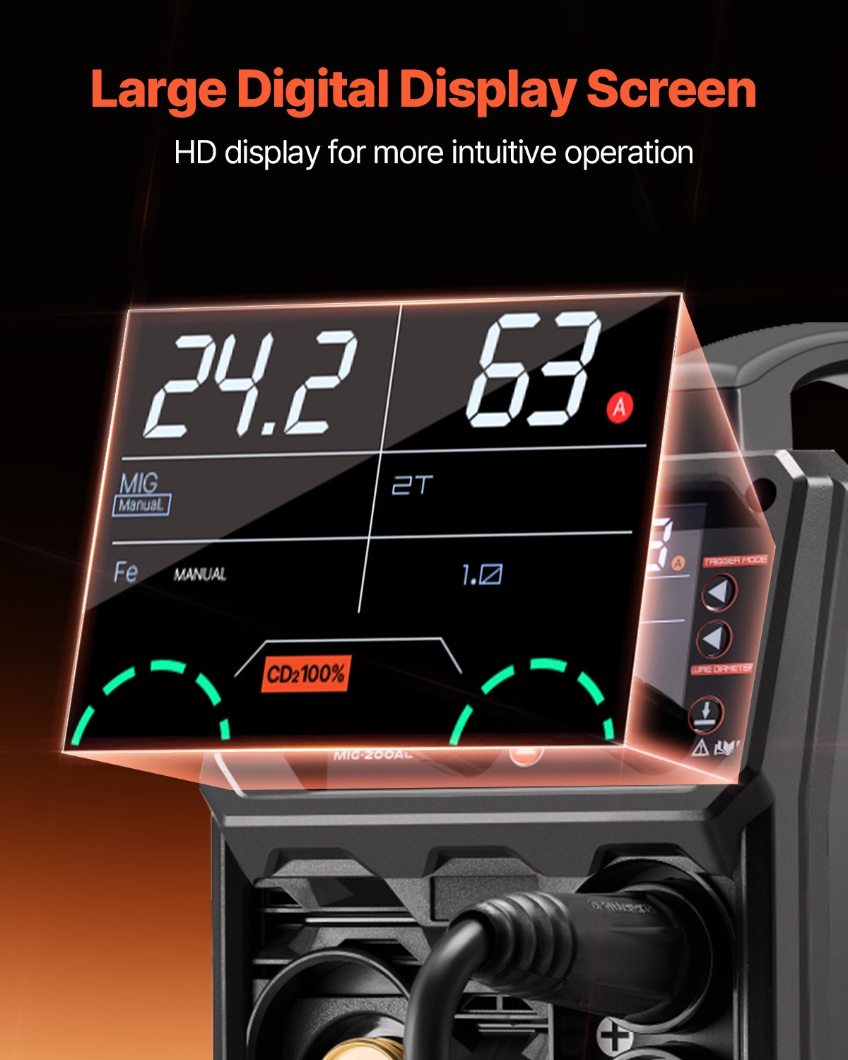 Pro MIG Welder 200A 5-in-1 Synergic MIG/Flux Core/Stick/Lift TIG with IGBT LCD