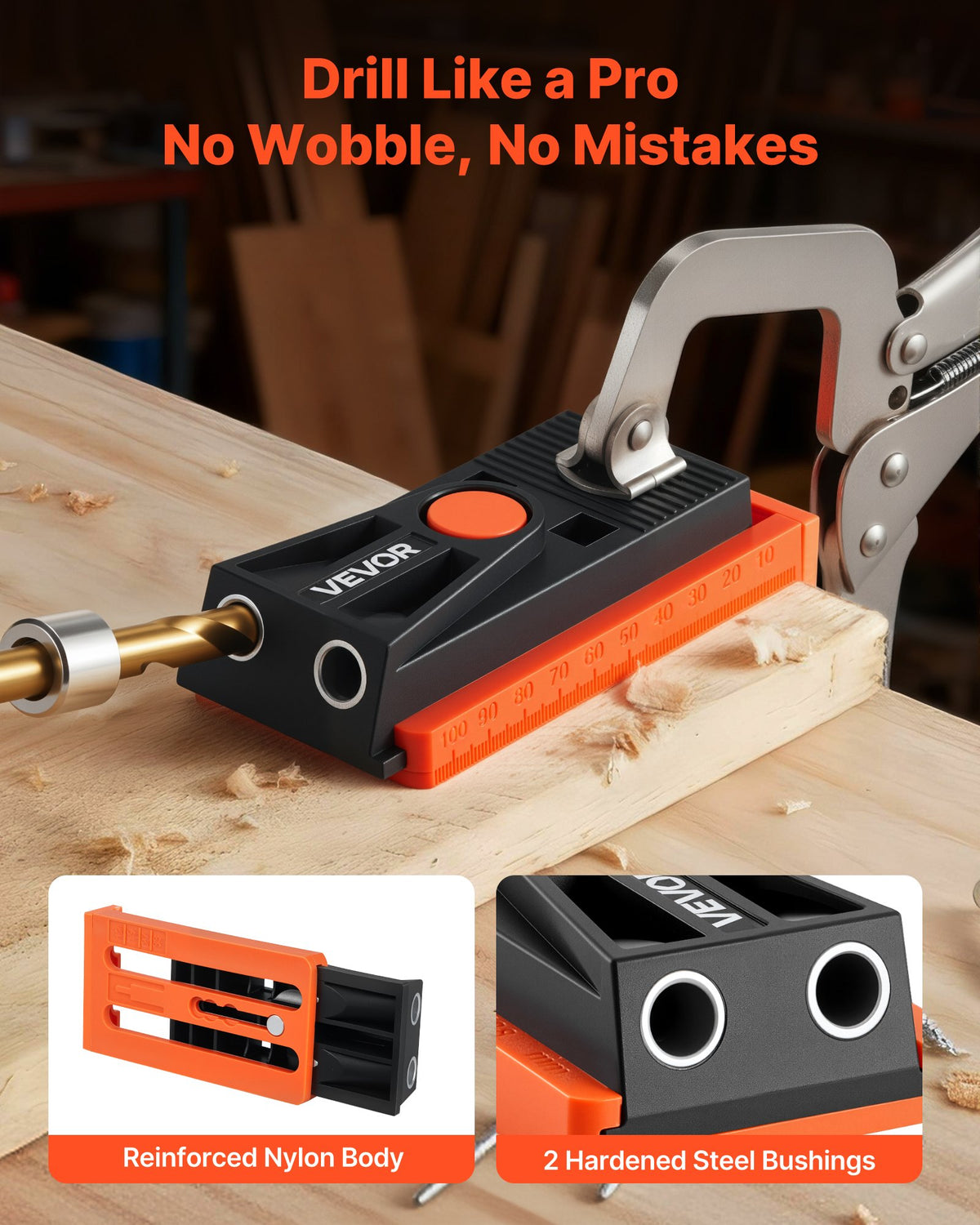 Pocket Hole Jig Kit, 12.7–38.1mm Adjustable Mini Jig with Drill, Wrench & Screws