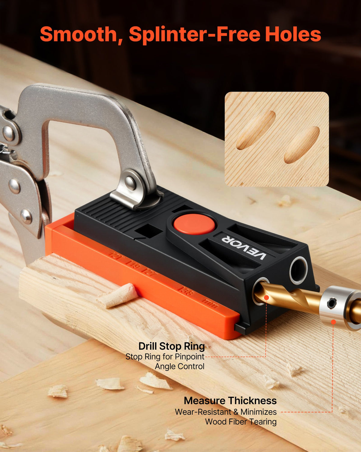Pocket Hole Jig Kit, 12.7–38.1mm Adjustable Mini Jig with Drill, Wrench & Screws