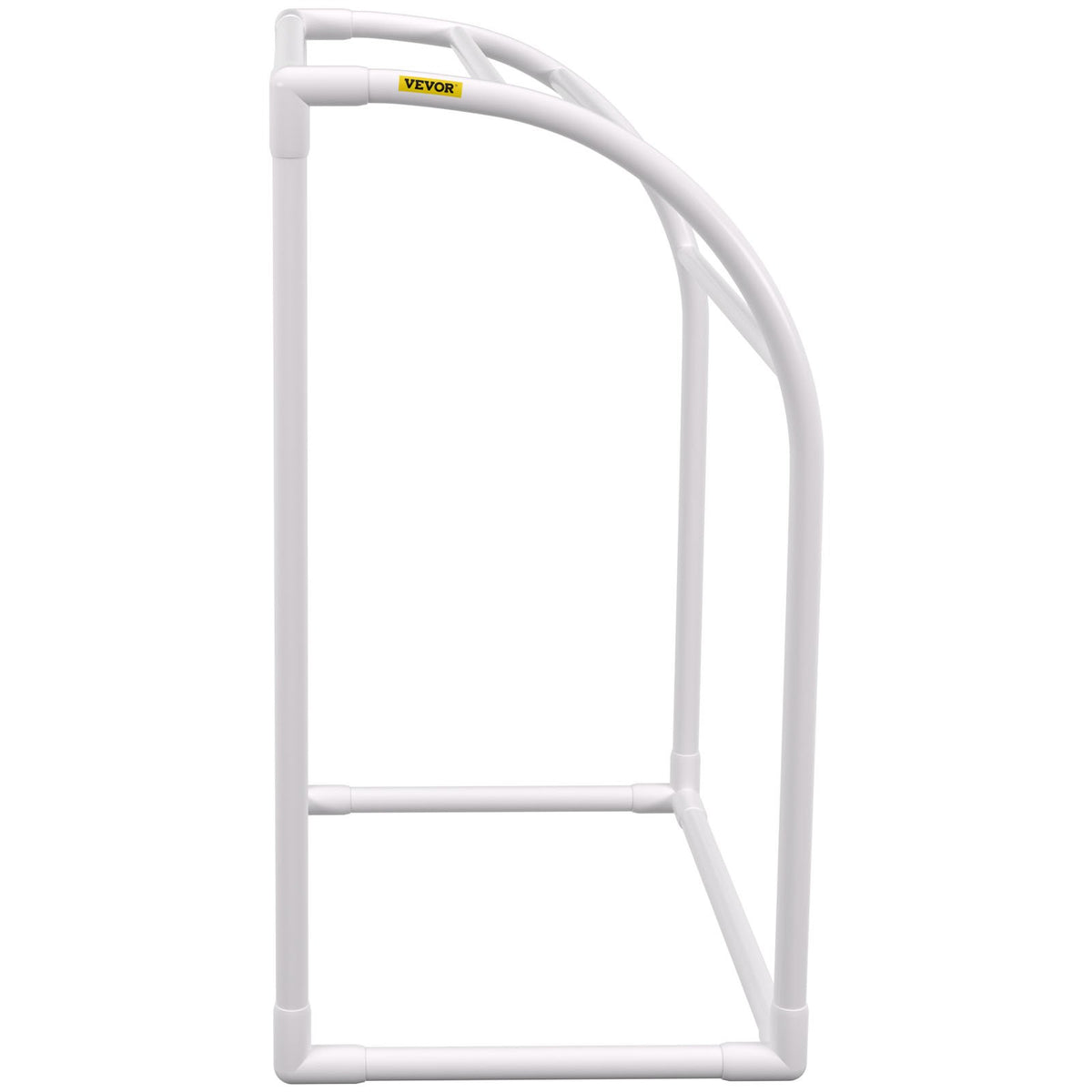 Pool Towel Rack 5-Bar Milky Freestanding PVC Outdoor Storage with Clips Mesh Bag