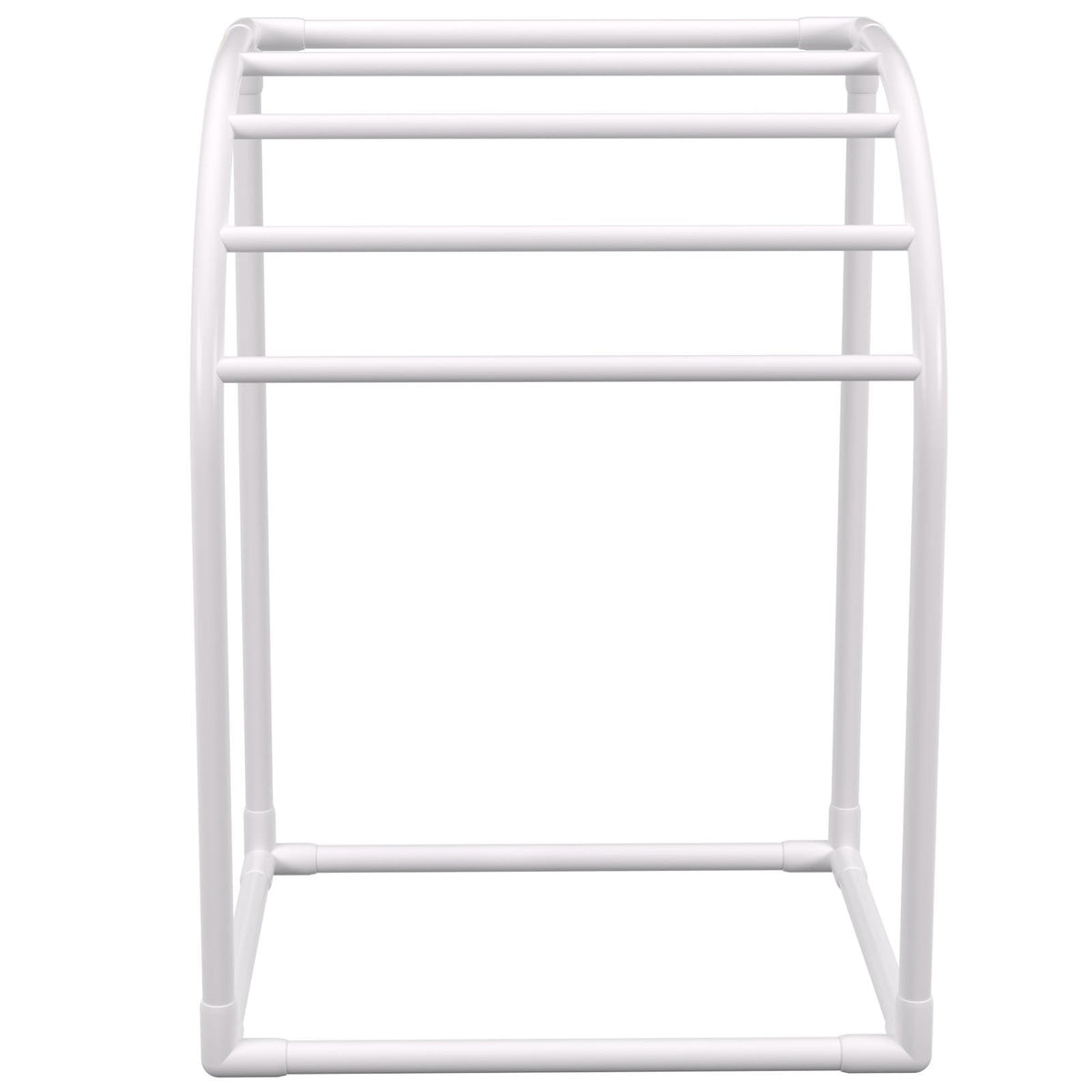 Pool Towel Rack 5-Bar Milky Freestanding PVC Outdoor Storage with Clips Mesh Bag