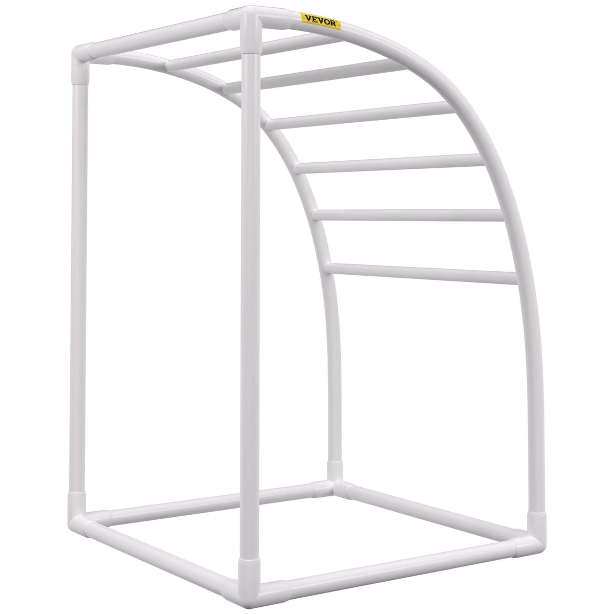 Outdoor Towel Rack 7-Bar Curved White Freestanding Pool Patio