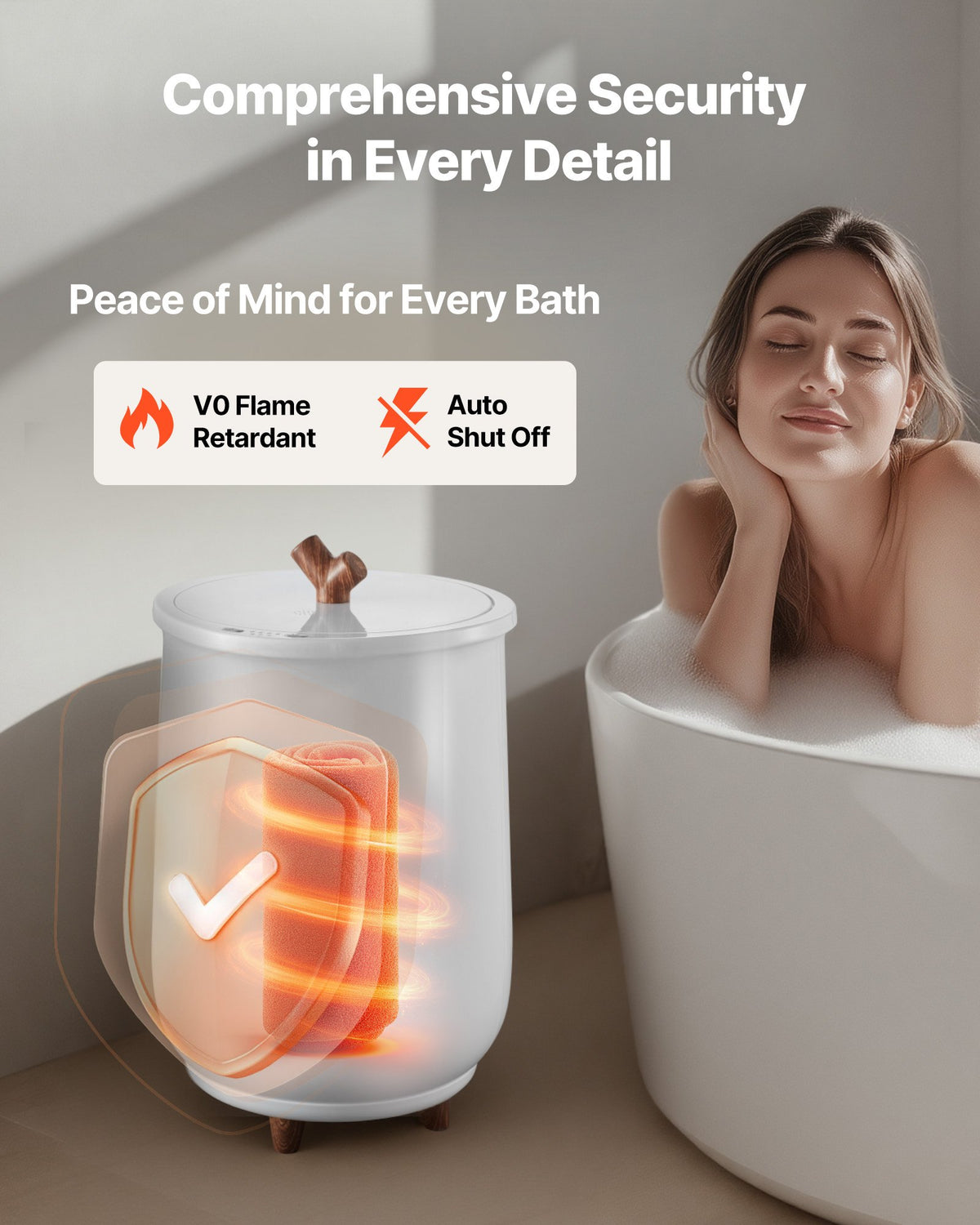 Towel Warmers for Bathroom Auto Shut Off Bucket Fits Up to 3 Oversized Towels