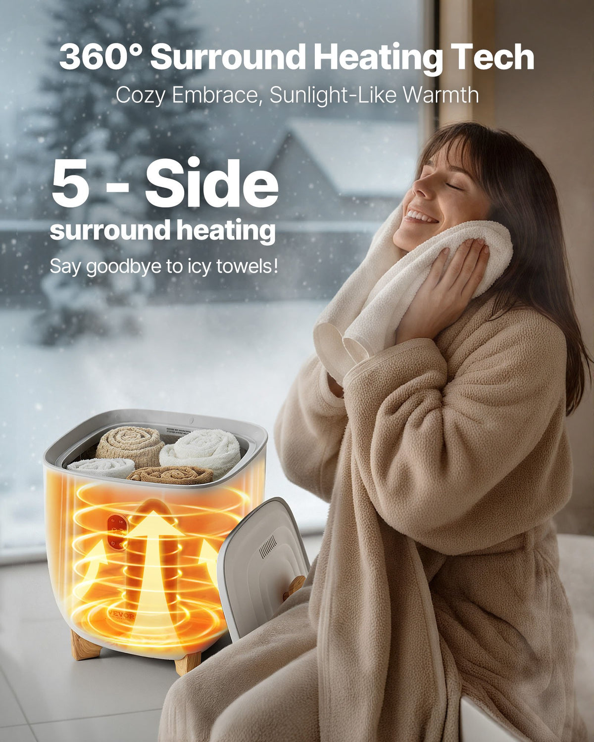 Towel Warmers for Bathroom 25L Bucket Auto Shut Off Fits Up to 5 Oversized Towel
