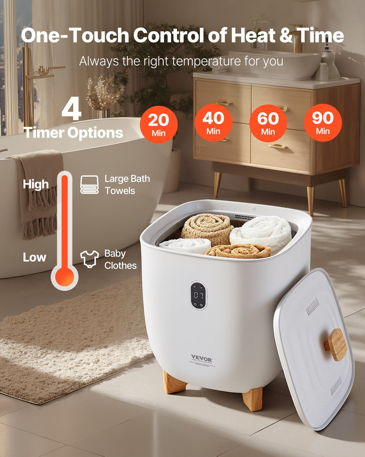 Towel Warmers for Bathroom 25L Bucket Auto Shut Off Fits Up to 5 Oversized Towel