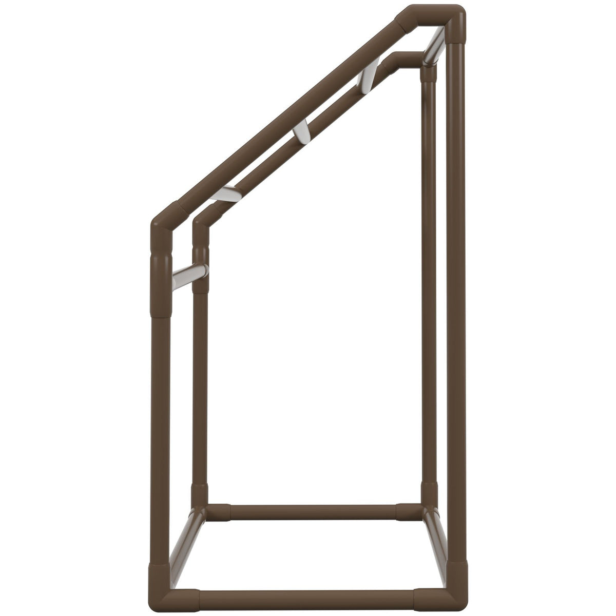 Pool Towel Rack 5-Bar Brown Freestanding PVC Outdoor Storage with Clips Mesh Bag