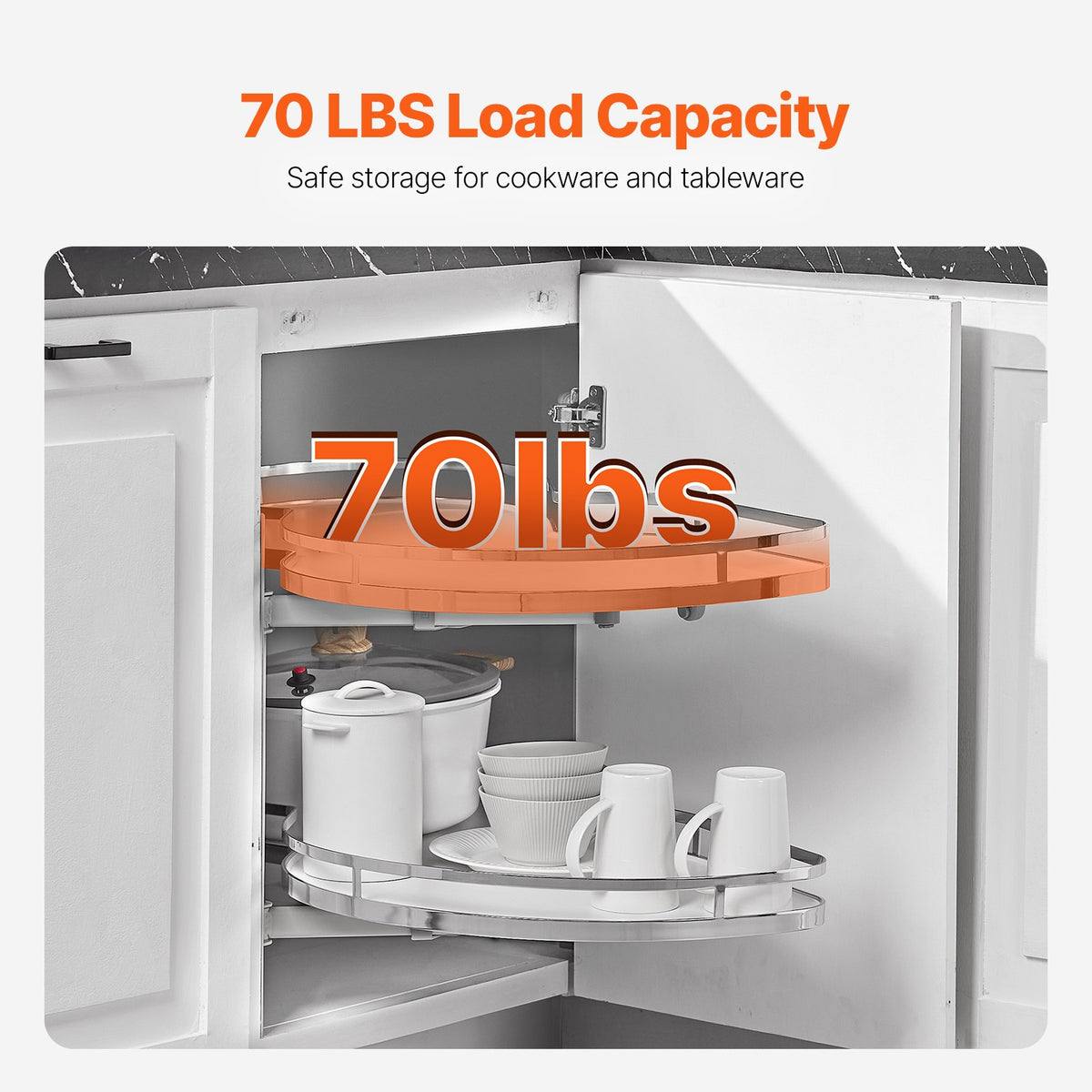 Swing Left Blind Corner Cabinet Organizer, 2 Tier Height Adjustable Soft Close