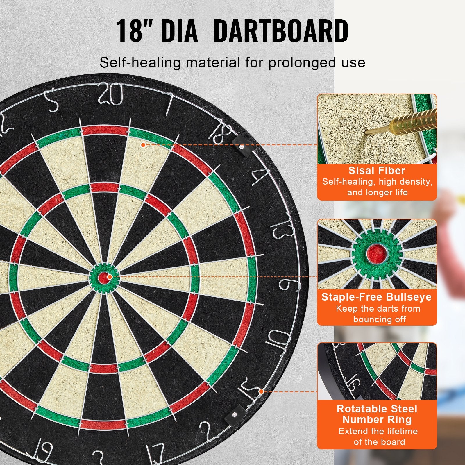 Dartboard and Cabinet Set Official Size Ready-to-Play Steel Tip Bundle