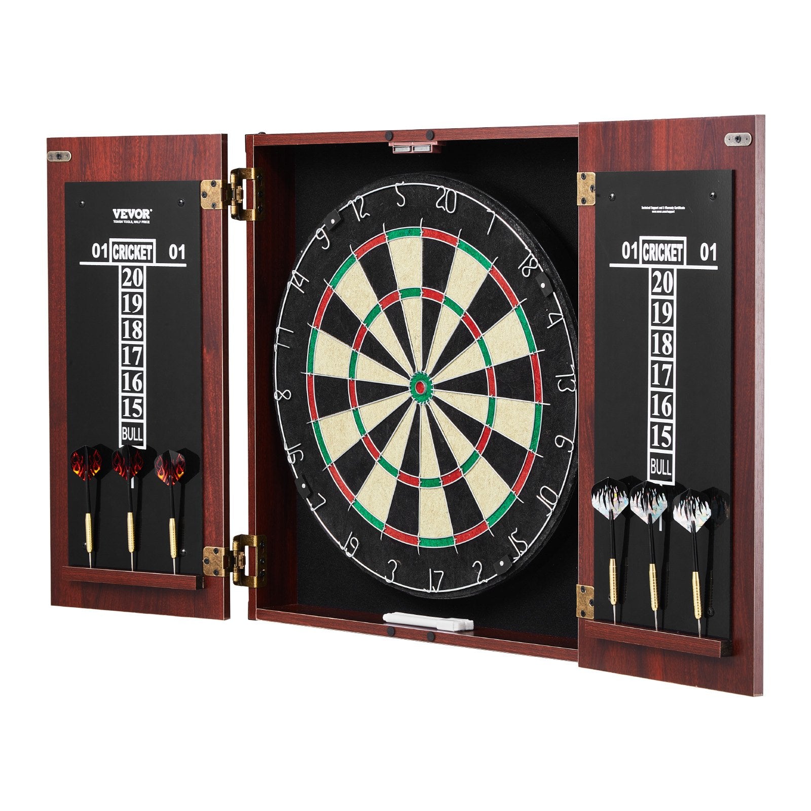 Dartboard and Cabinet Set Official Size Ready-to-Play Steel Tip Bundle