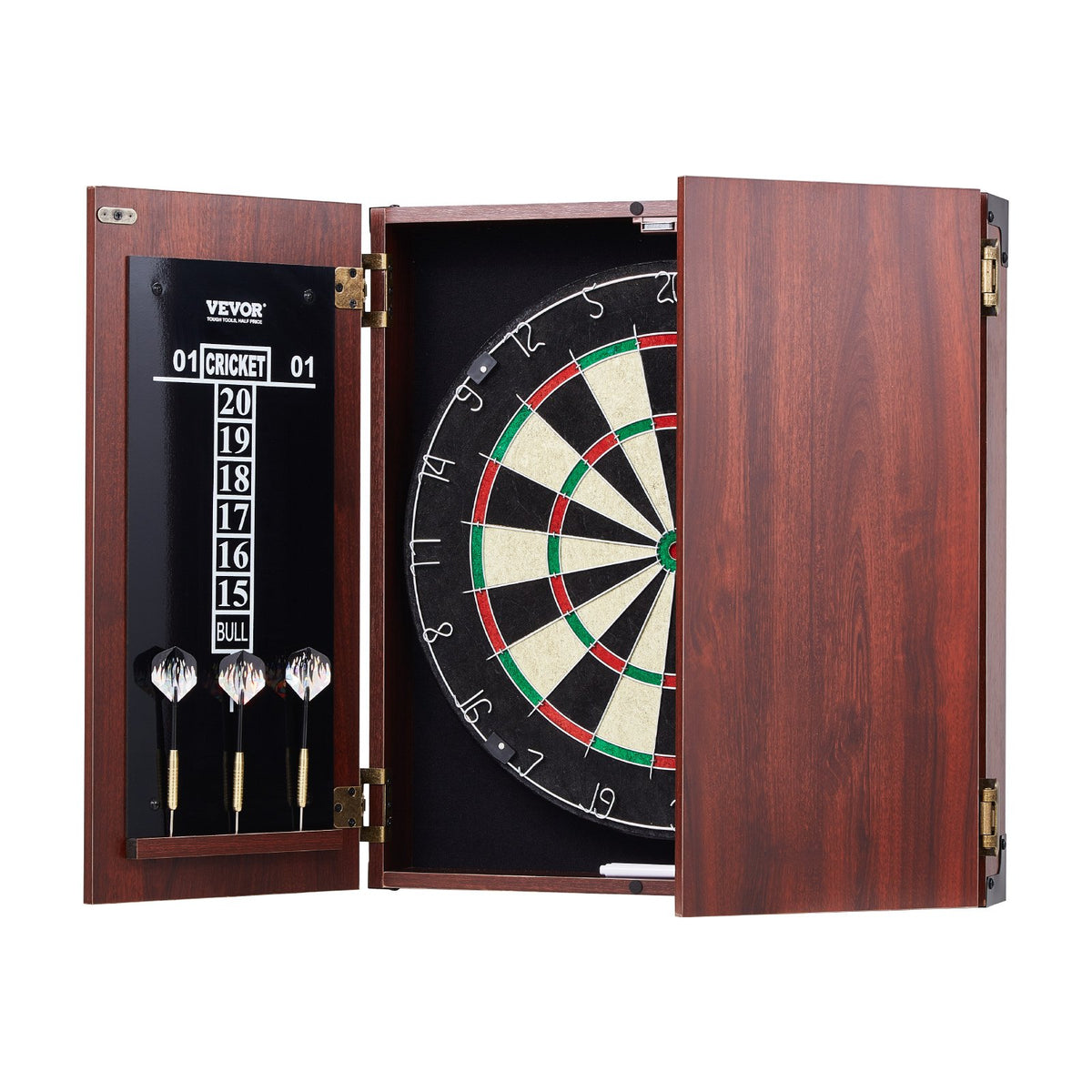 Dartboard and Cabinet Set Official Size Ready-to-Play Steel Tip Bundle