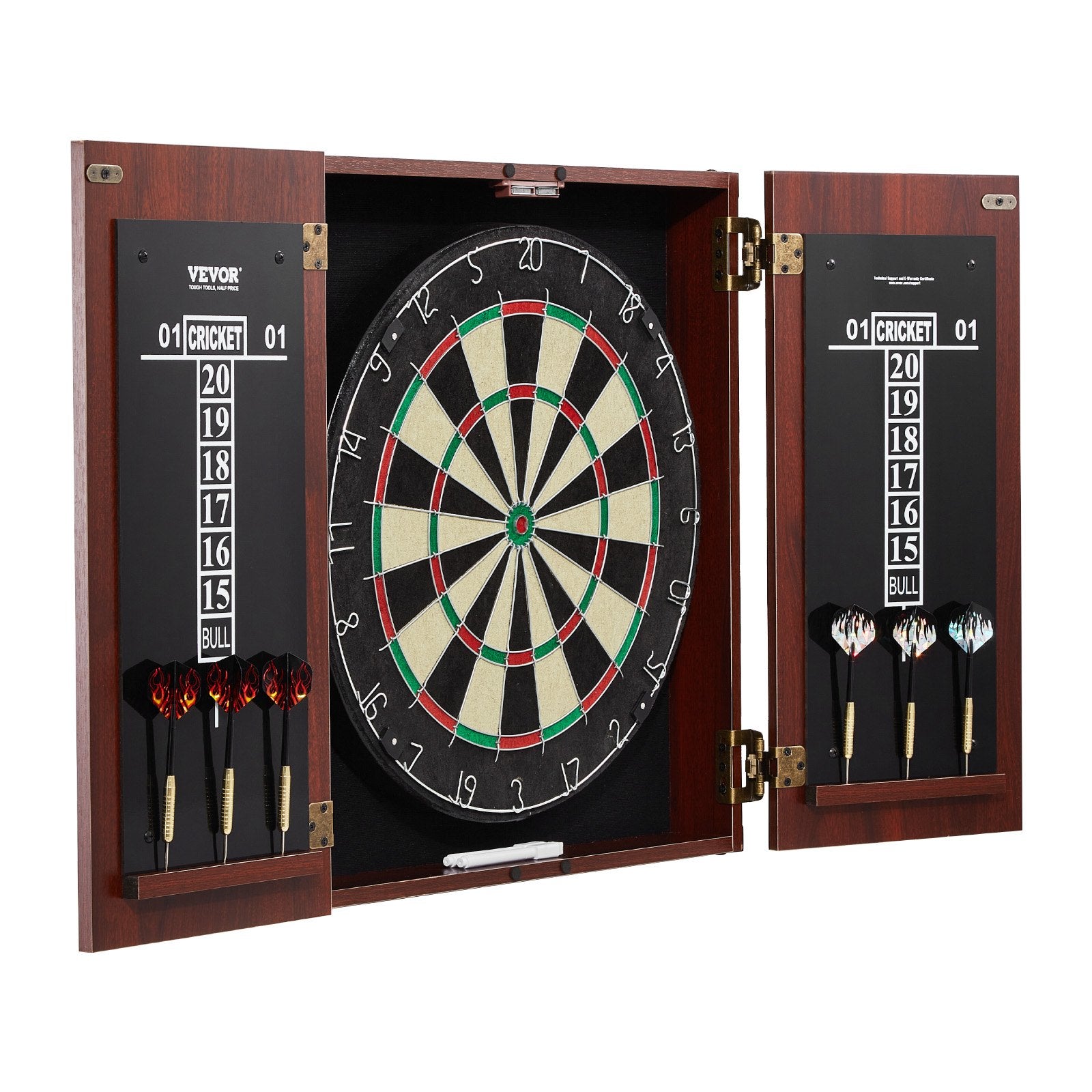 Dartboard and Cabinet Set Official Size Ready-to-Play Steel Tip Bundle