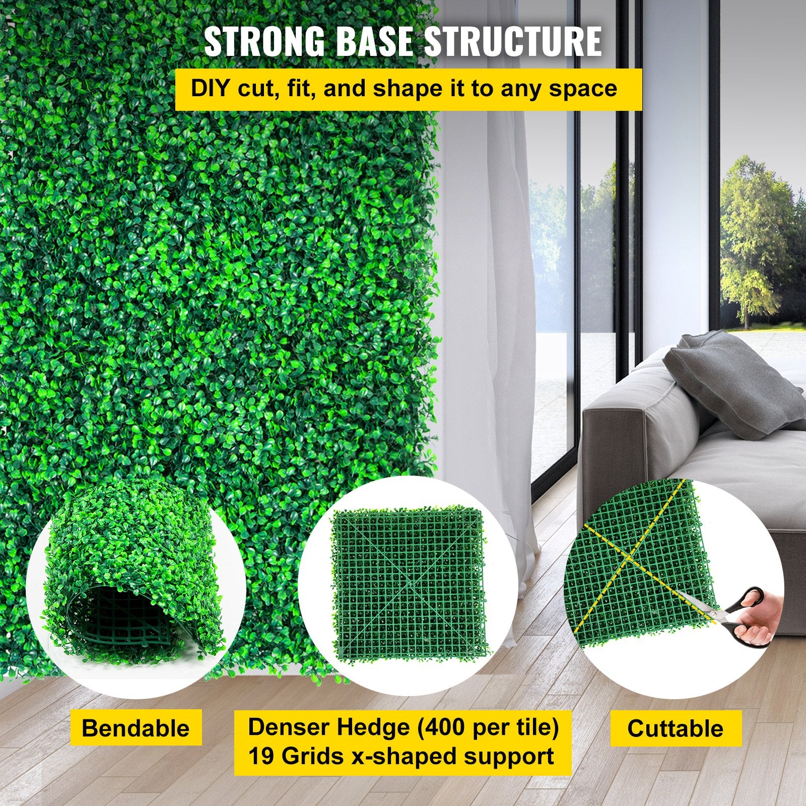 Artificial Boxwood Panels, 20-Pack 20"x20" Hedge Wall Panels for Indoor Outdoor