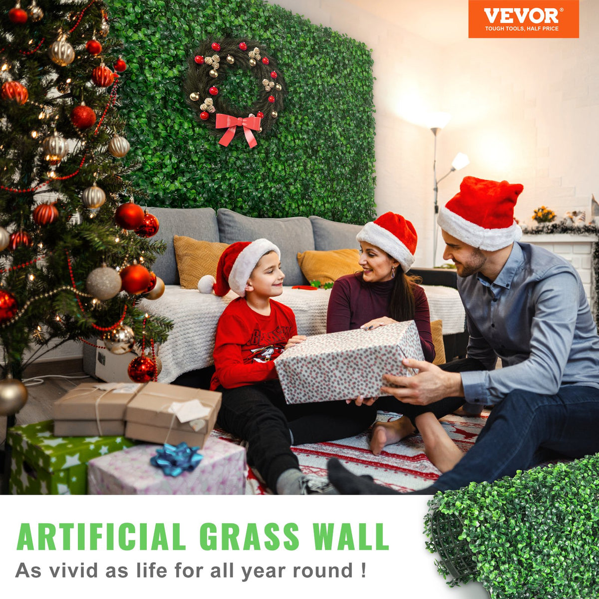 Artificial Boxwood Panel 12pcs 20x20" Green Hedge Wall Panels Indoor Outdoor