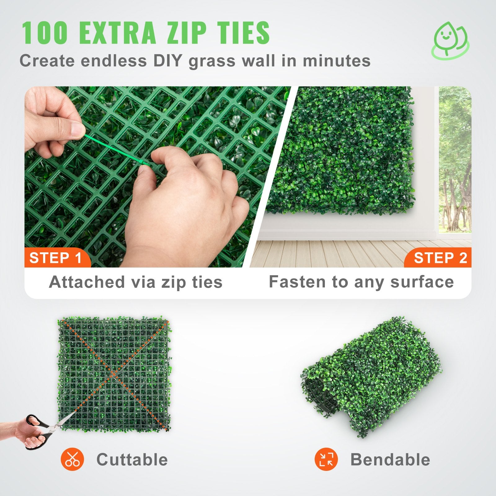 Artificial Boxwood Panel 12pcs 20x20" Green Hedge Wall Panels Indoor Outdoor