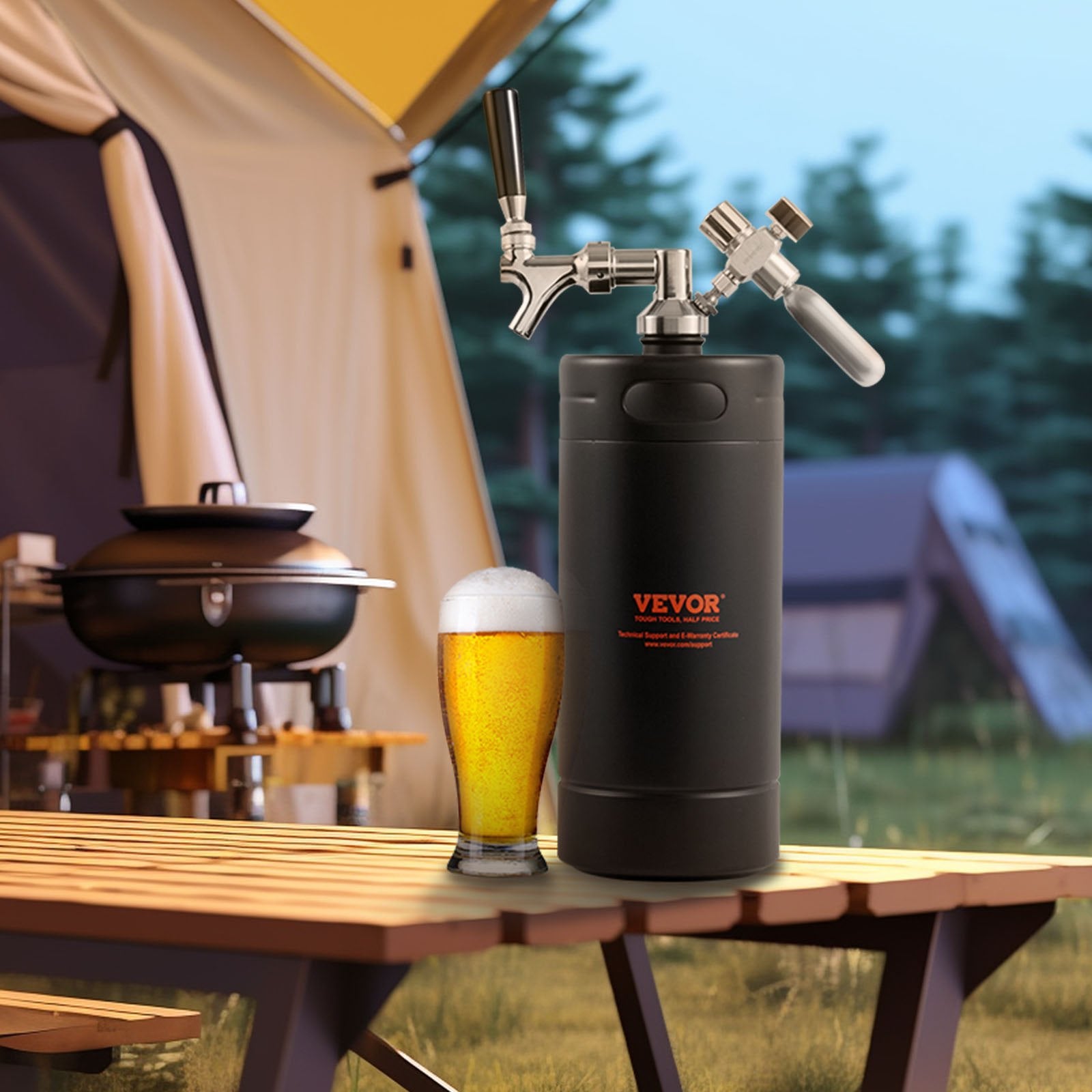 Beer Growler Tap System 4L Mini Keg, 304 Stainless Steel with CO2 Regulator