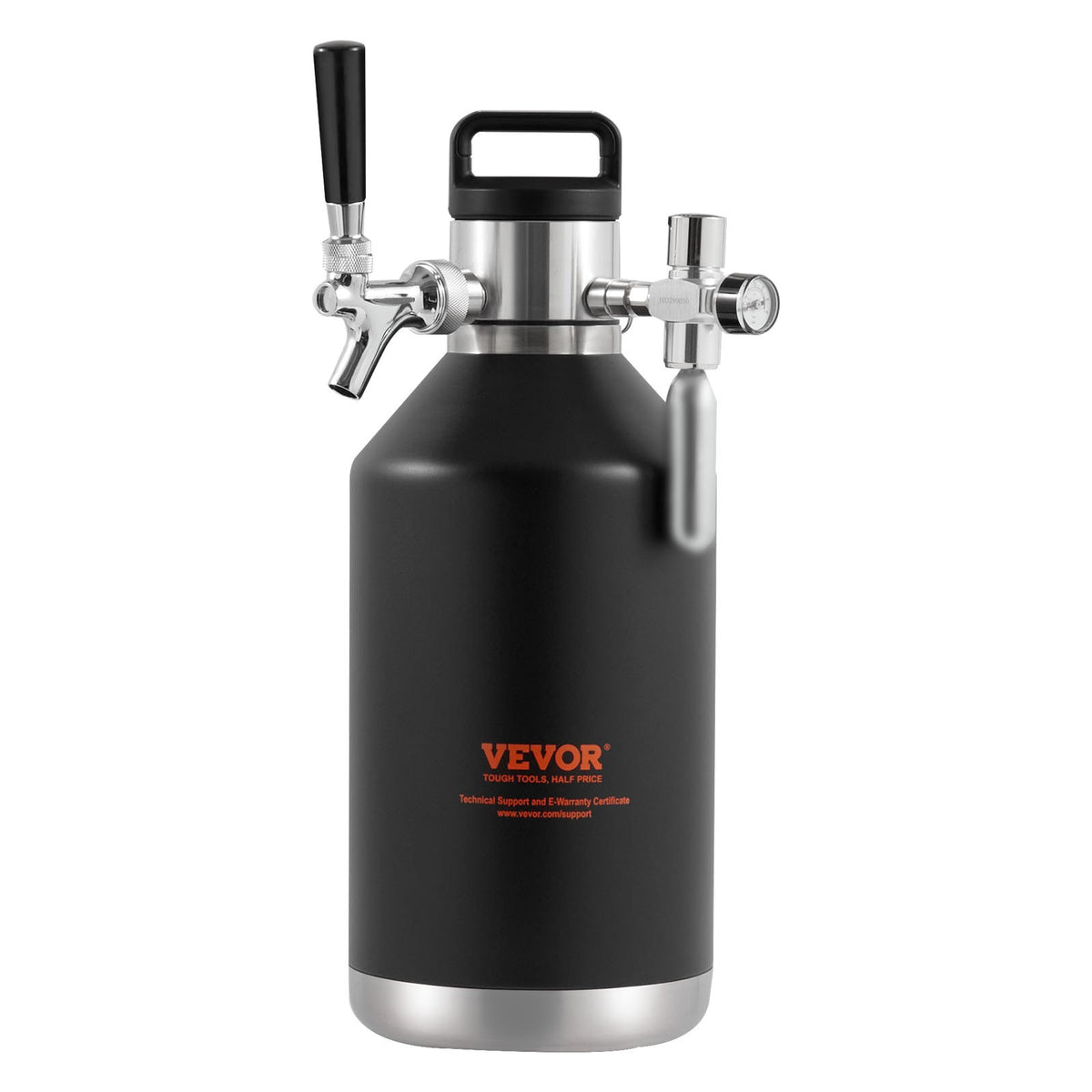 Beer Growler Tap System 4L Mini Keg, 304 Stainless Steel Pressurized with CO2