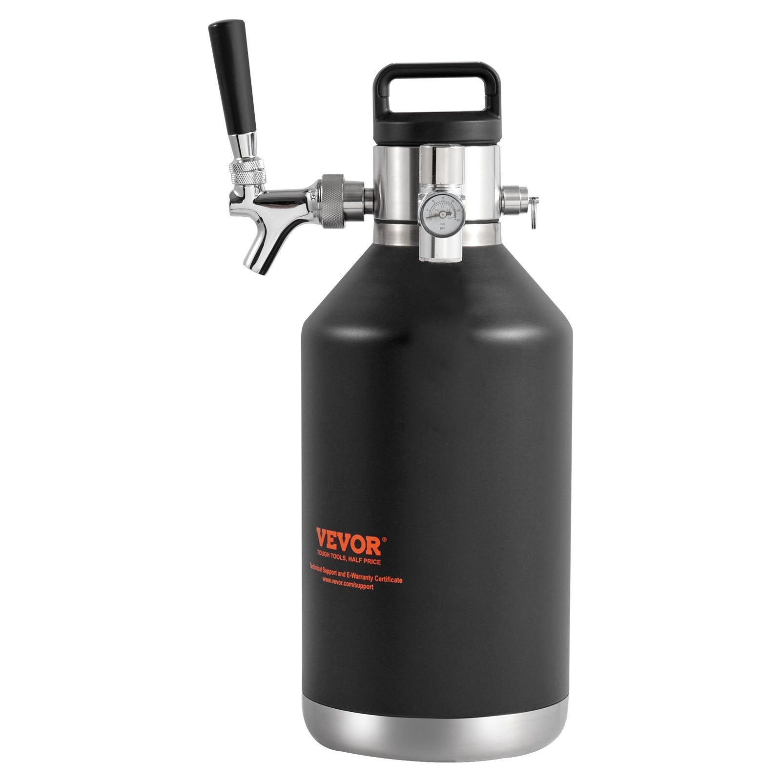 Beer Growler Tap System 4L Mini Keg, 304 Stainless Steel Pressurized with CO2