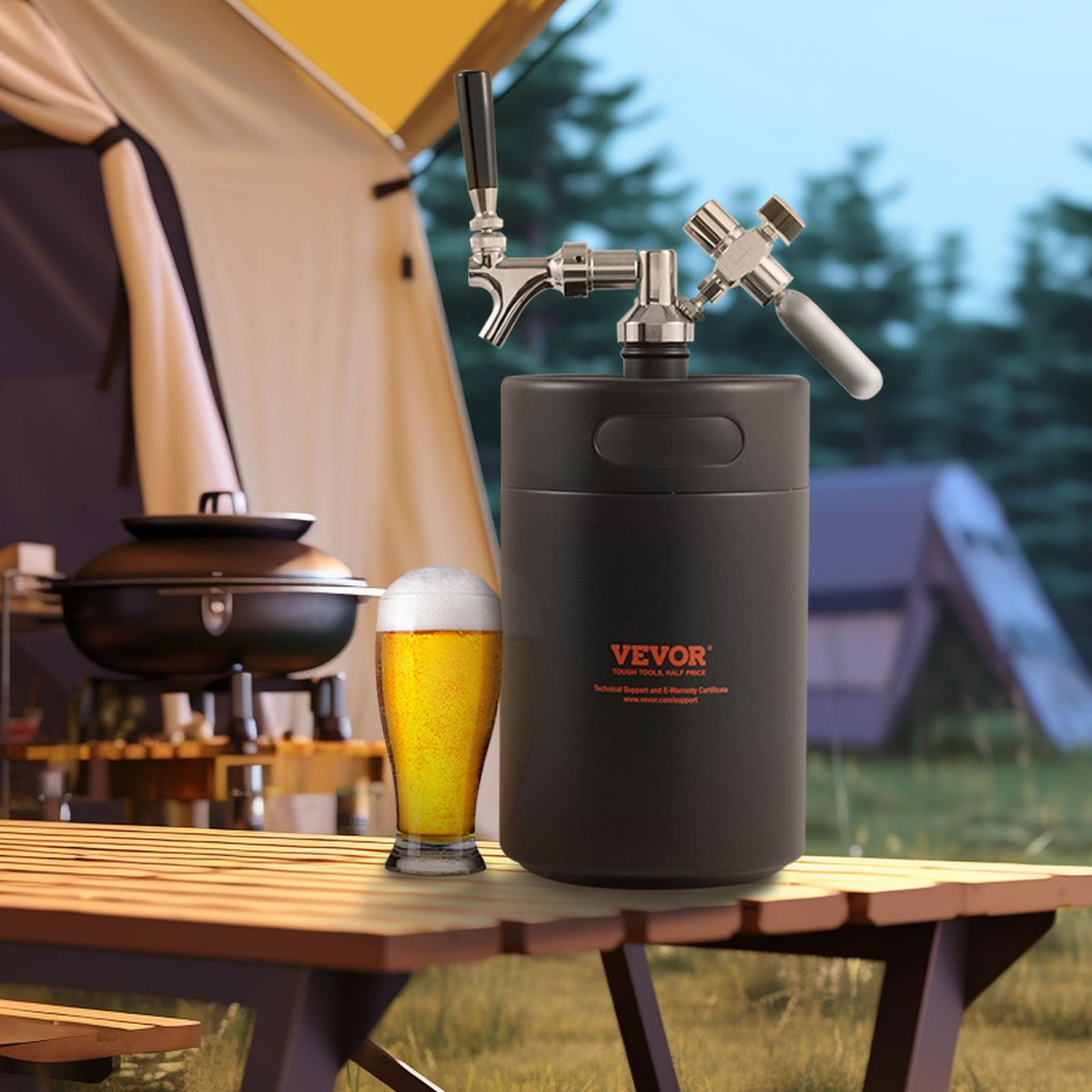 Beer Growler Tap System 5L Mini Keg, 304 Stainless Steel with CO2 Regulator