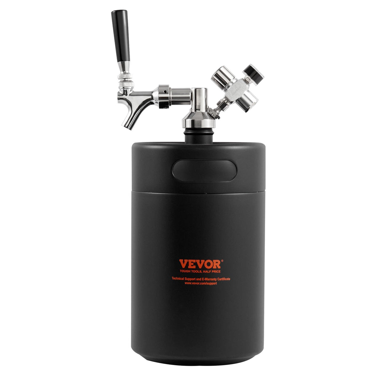 Beer Growler Tap System 5L Mini Keg, 304 Stainless Steel with CO2 Regulator