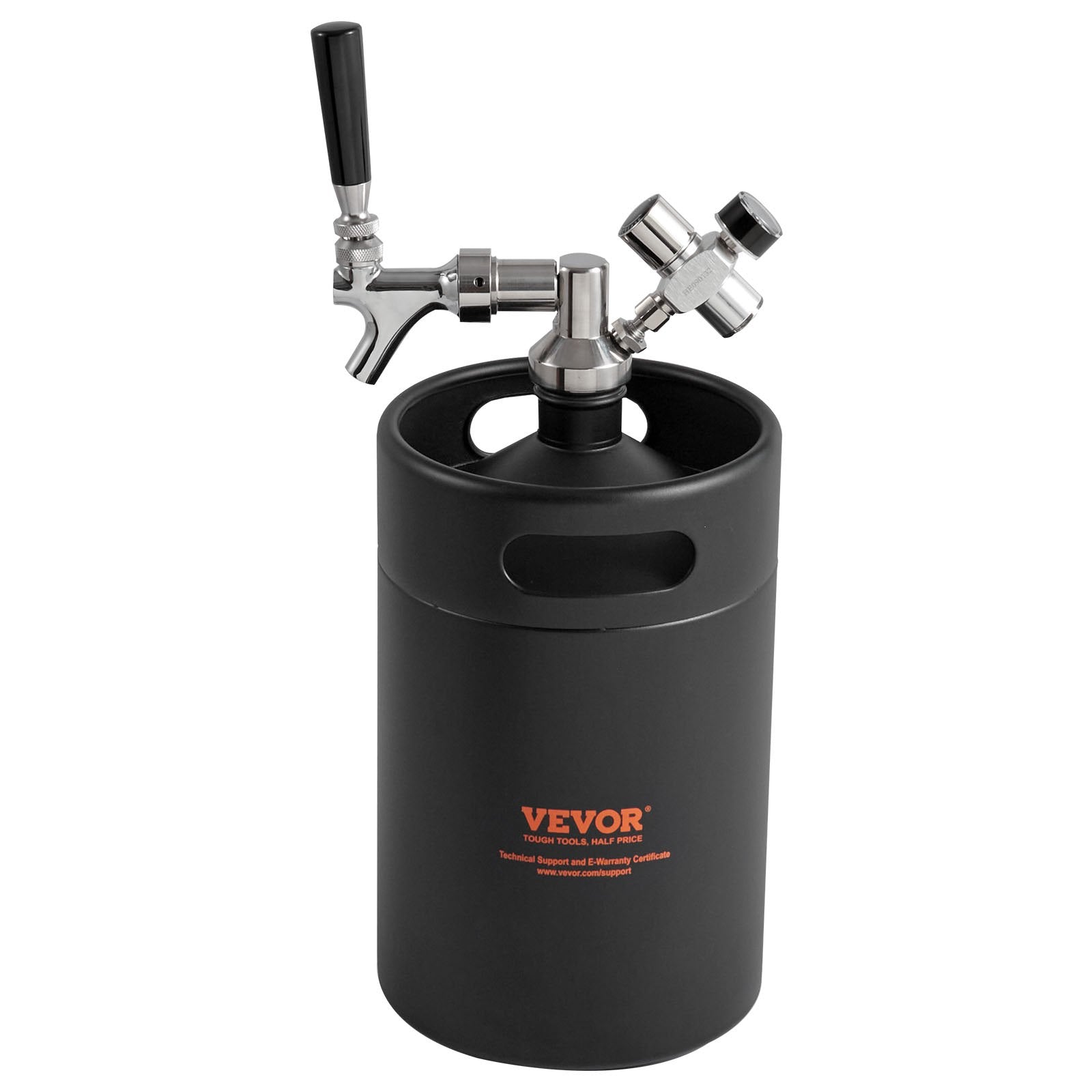 Beer Growler Tap System 5L Mini Keg, 304 Stainless Steel with CO2 Regulator