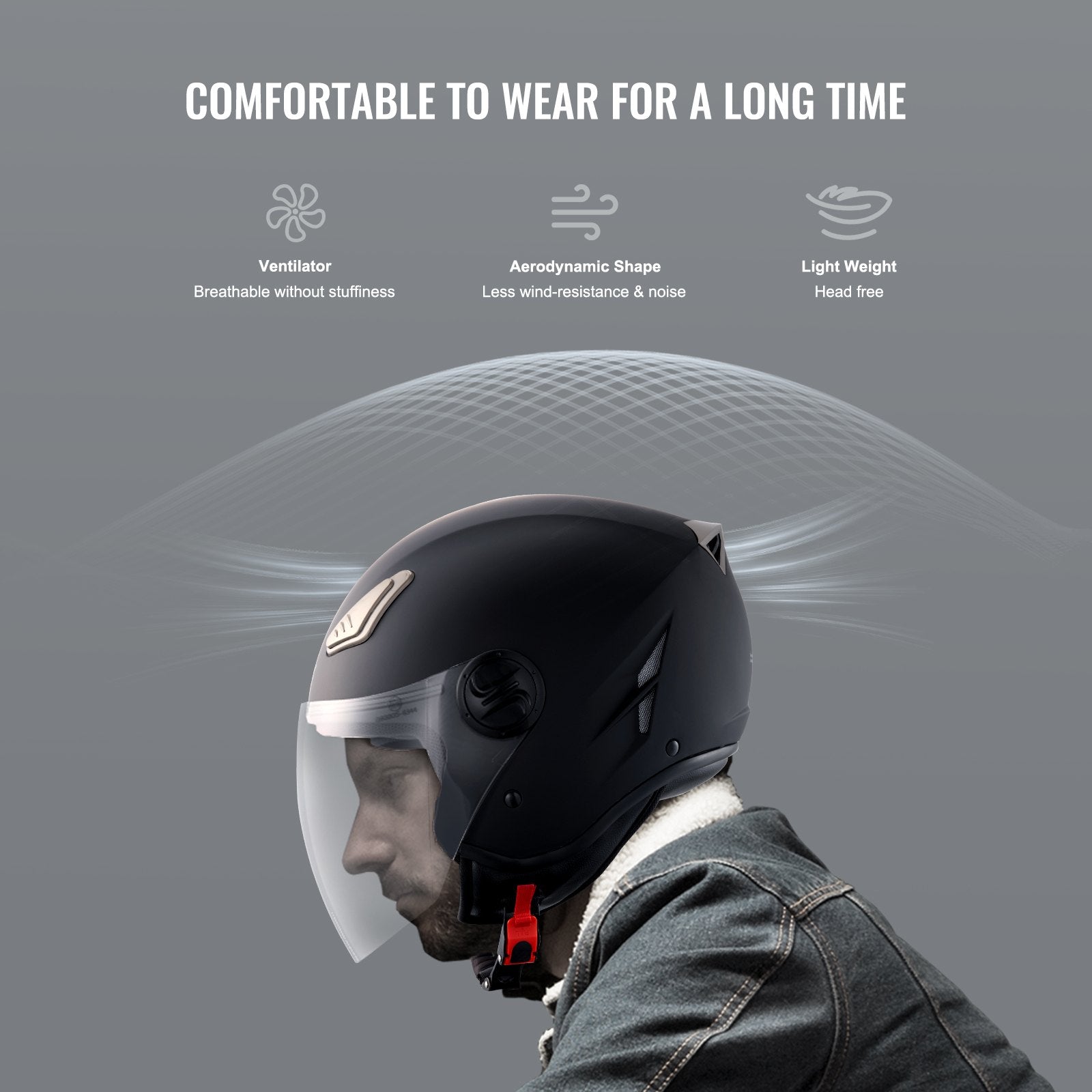 Motorcycle Helmet 3/4-Face ABS Smart Street Bluetooth Slot Size L