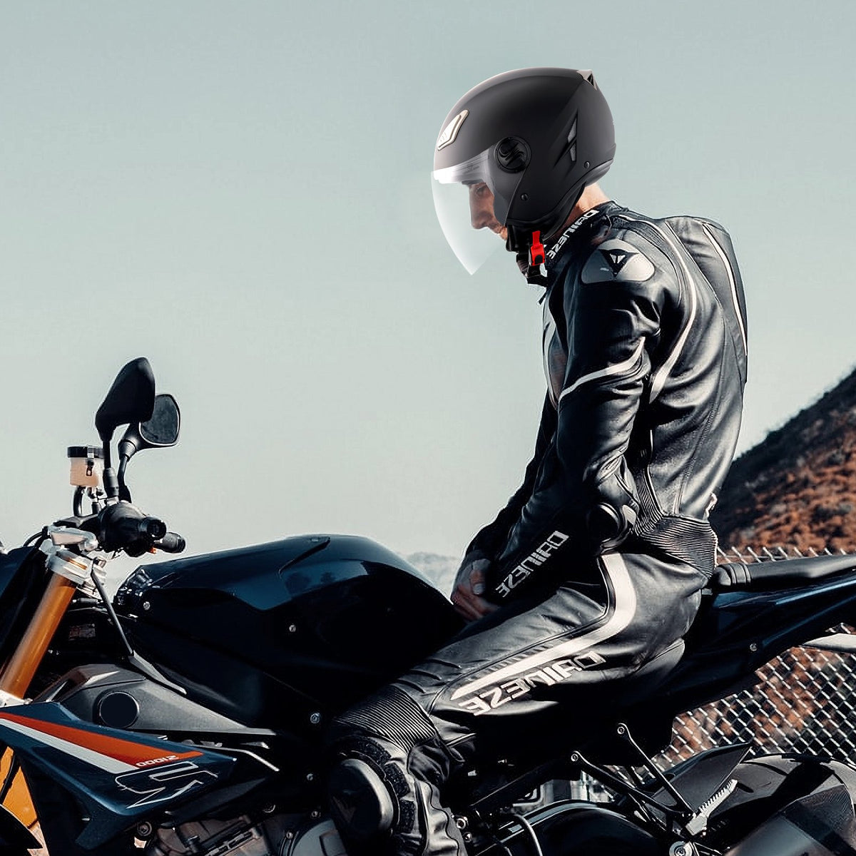 Motorcycle Helmet 3/4-Face ABS Smart Street Bluetooth Slot Size L