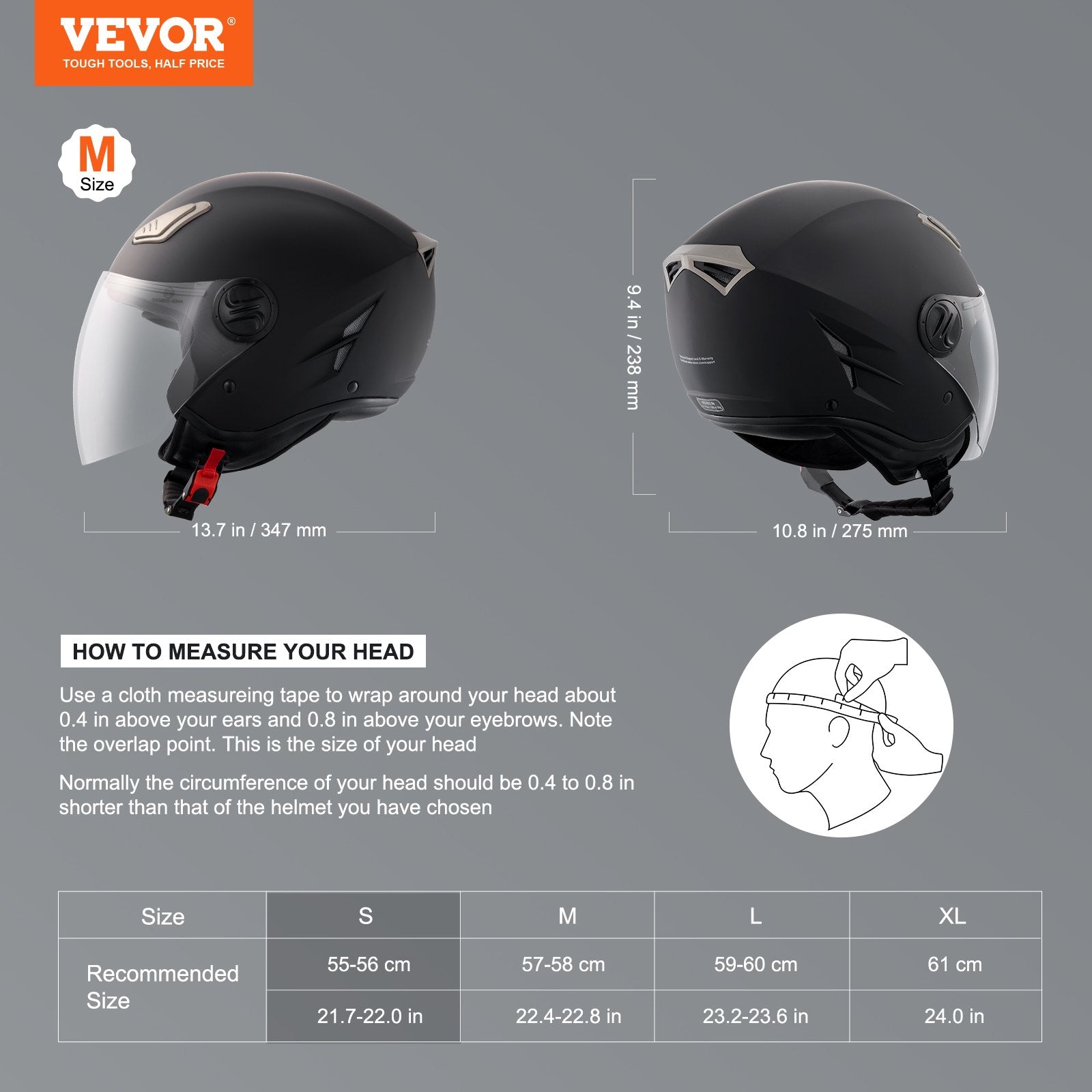 Motorcycle Helmet 3/4-Face ABS Smart Street Bluetooth Slot Size S
